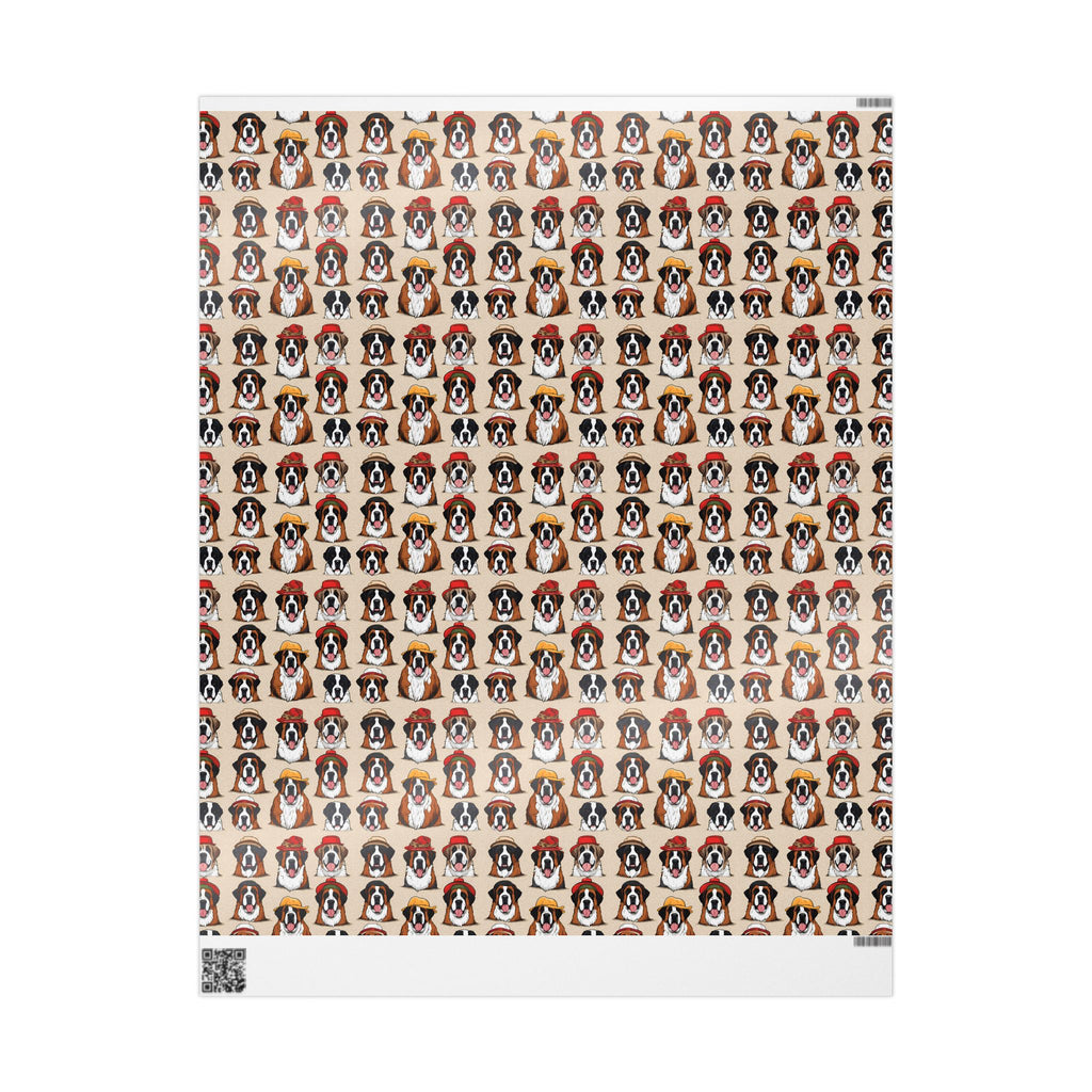Saint Bernard Wrapping Paper Roll — Festive Saint Bernard Pattern Holiday Gift Wrap