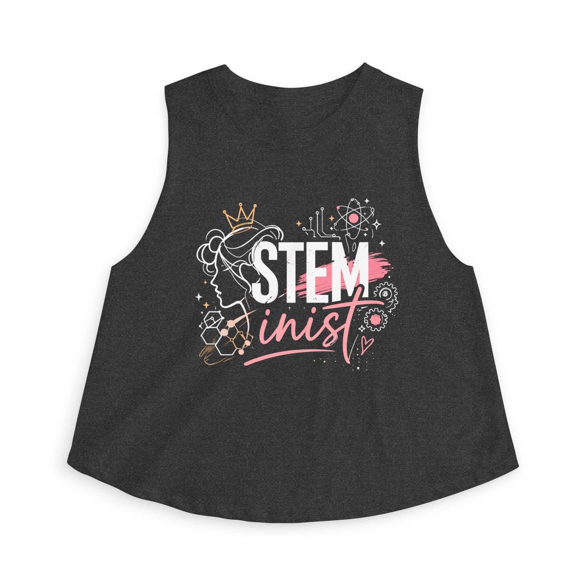STEMinist Crown Women's Crop Top Feminist Science Graphic Tank for Girls, Engineers & STEM Students