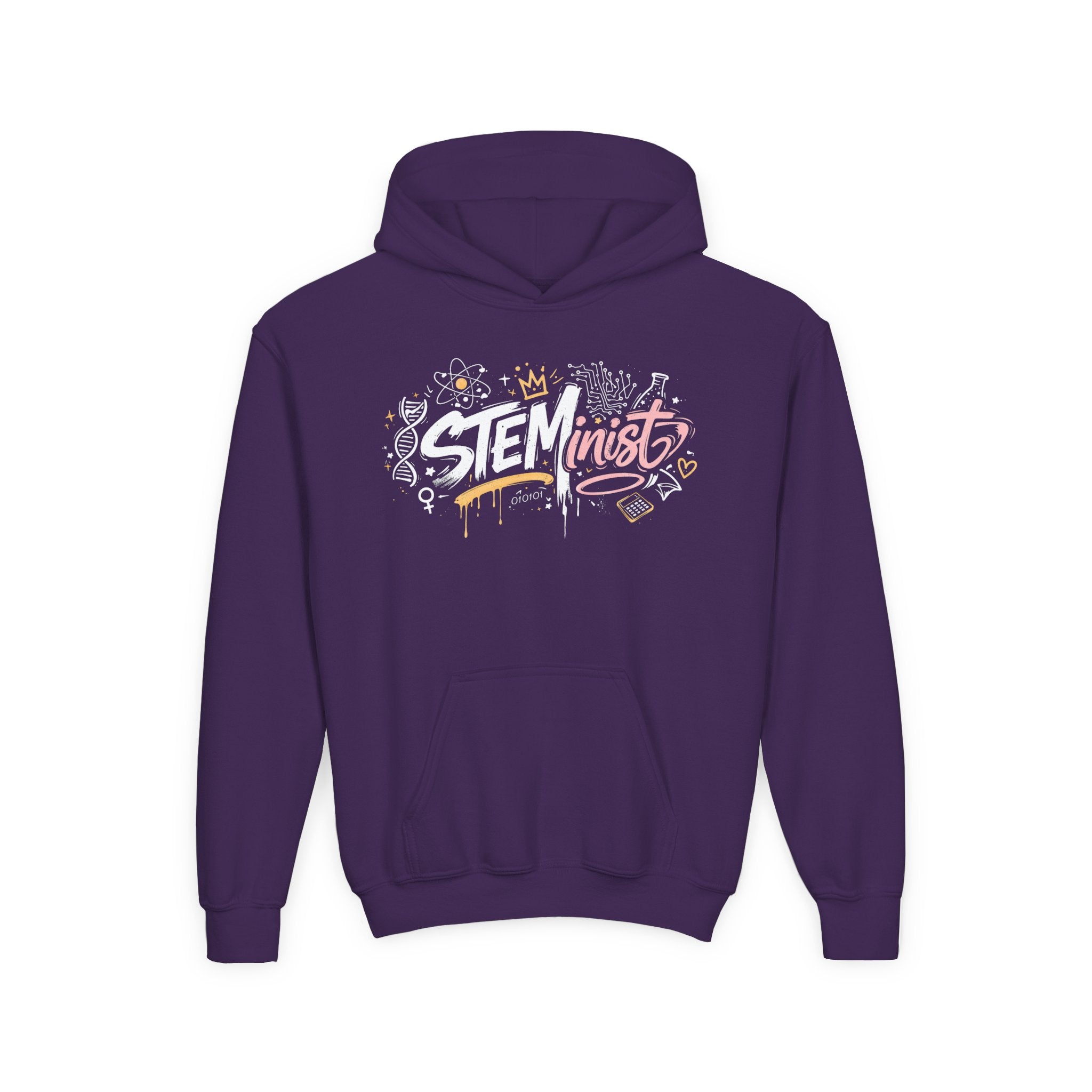 Youth STEMinist Graftti Hoodie — Girls Science, Engineering, Math Empowerment Sweatshirt