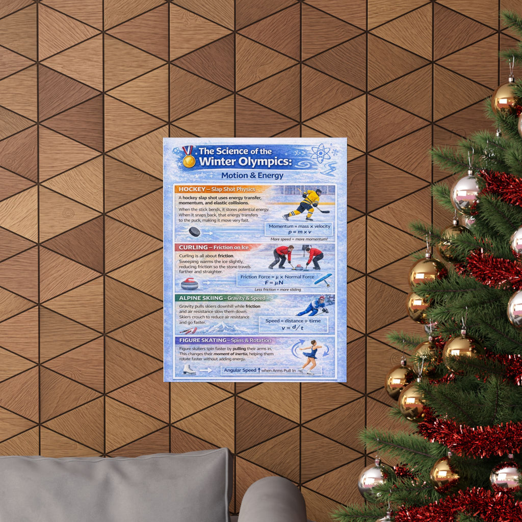 The Science of the Winter Olympics Poster — Motion & Energy Educational Classroom Poster