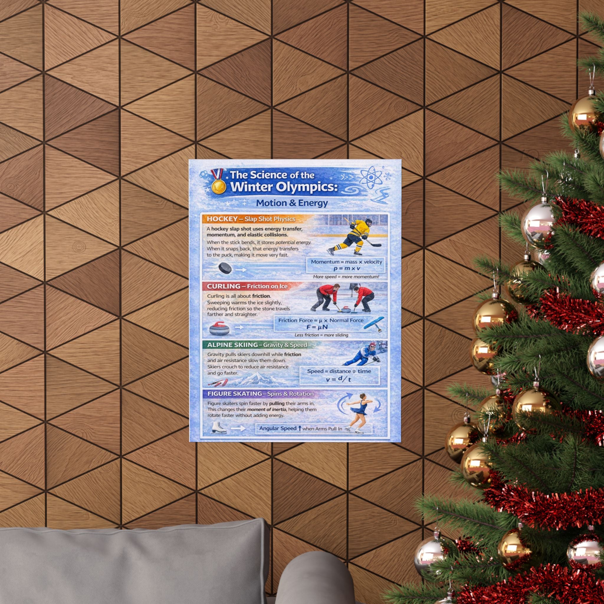 The Science of the Winter Olympics Poster — Motion & Energy Educational Classroom Poster