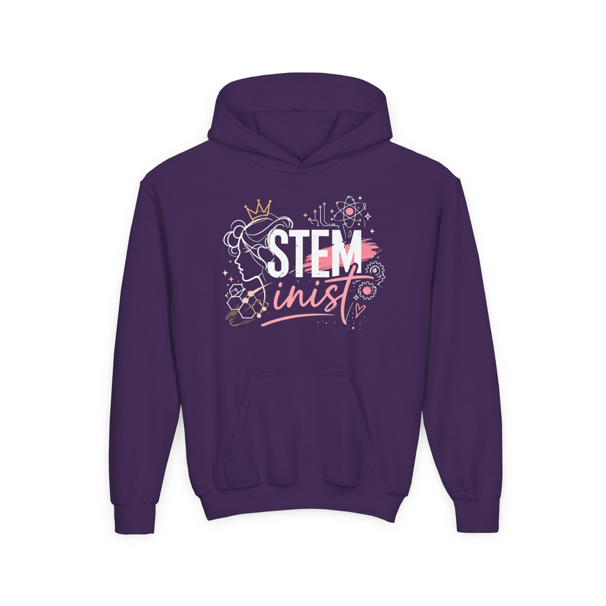 Youth STEMinist Crown Hoodie — Girls Science, Engineering, Math Empowerment Sweatshirt