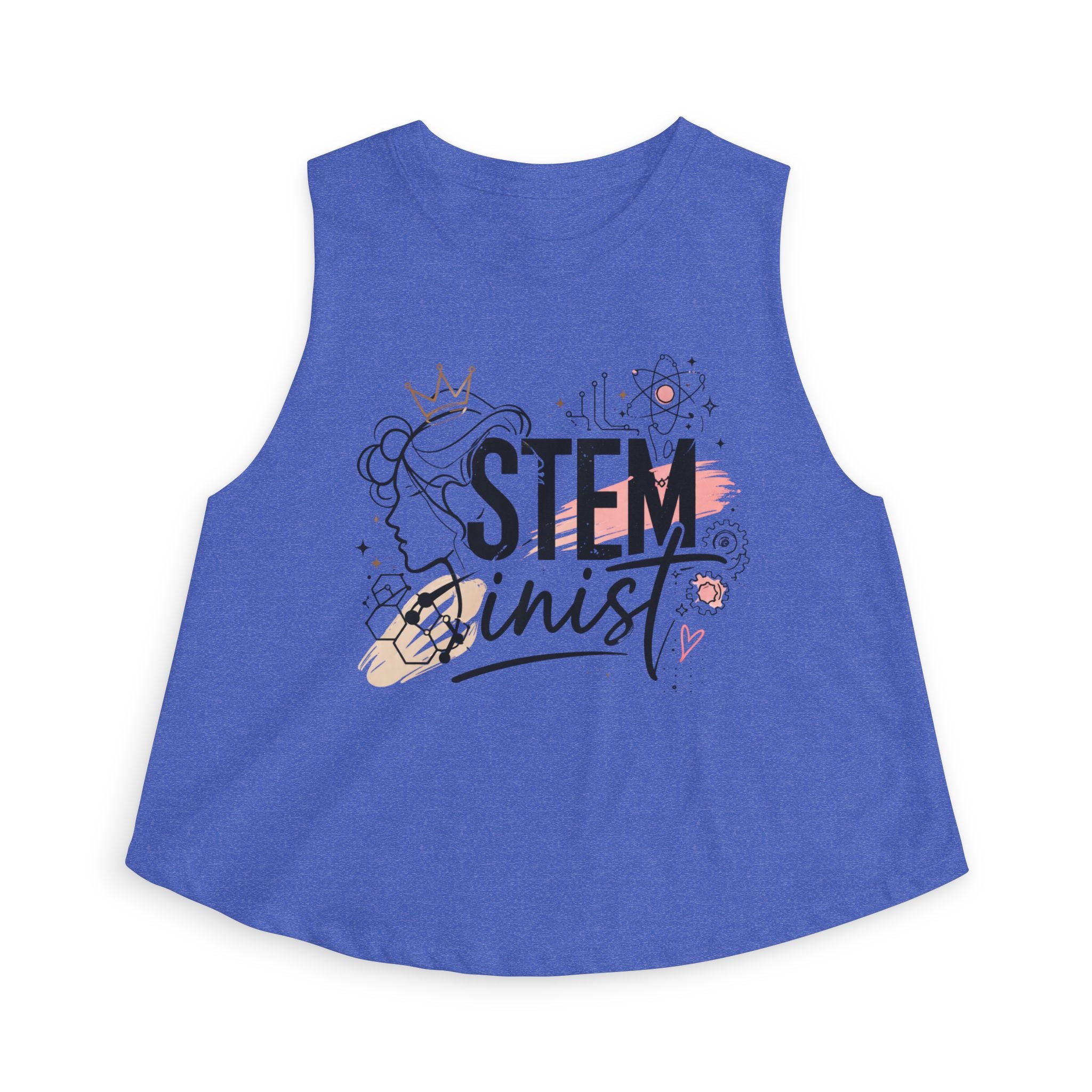 STEMinist Crown Women's Crop Top Feminist Science Graphic Tank for Girls, Engineers & STEM Students