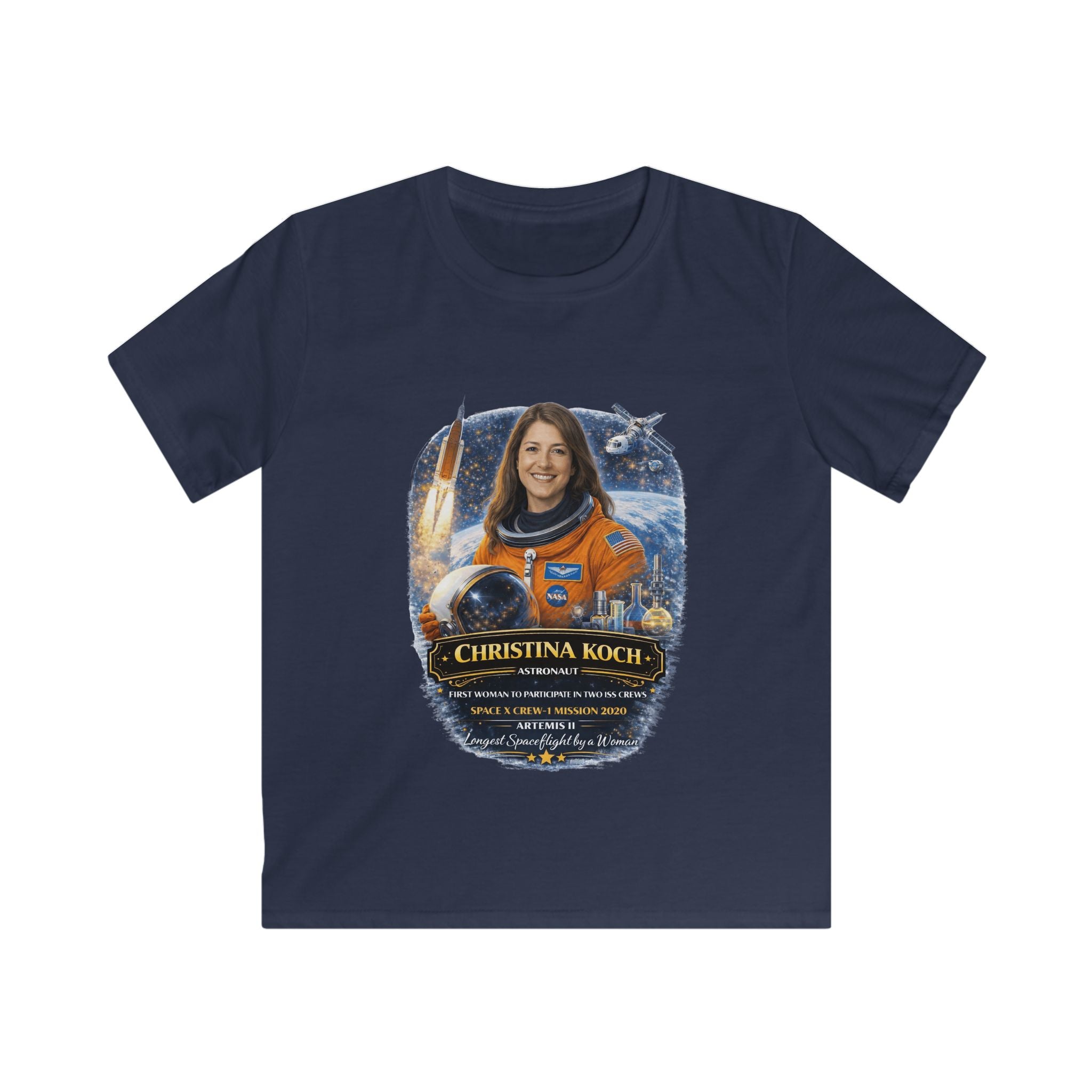 Kids Christina Koch Tribute T‑Shirt — Artemis II NASA Astronaut Tribute Tee