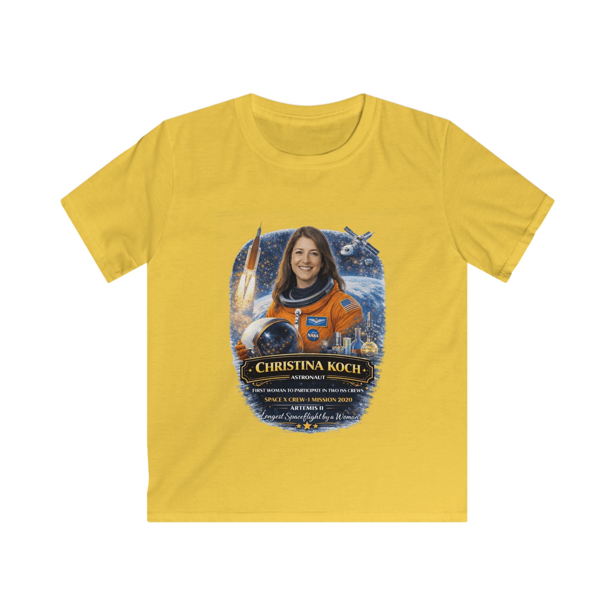 Kids Christina Koch Tribute T‑Shirt — Artemis II NASA Astronaut Tribute Tee