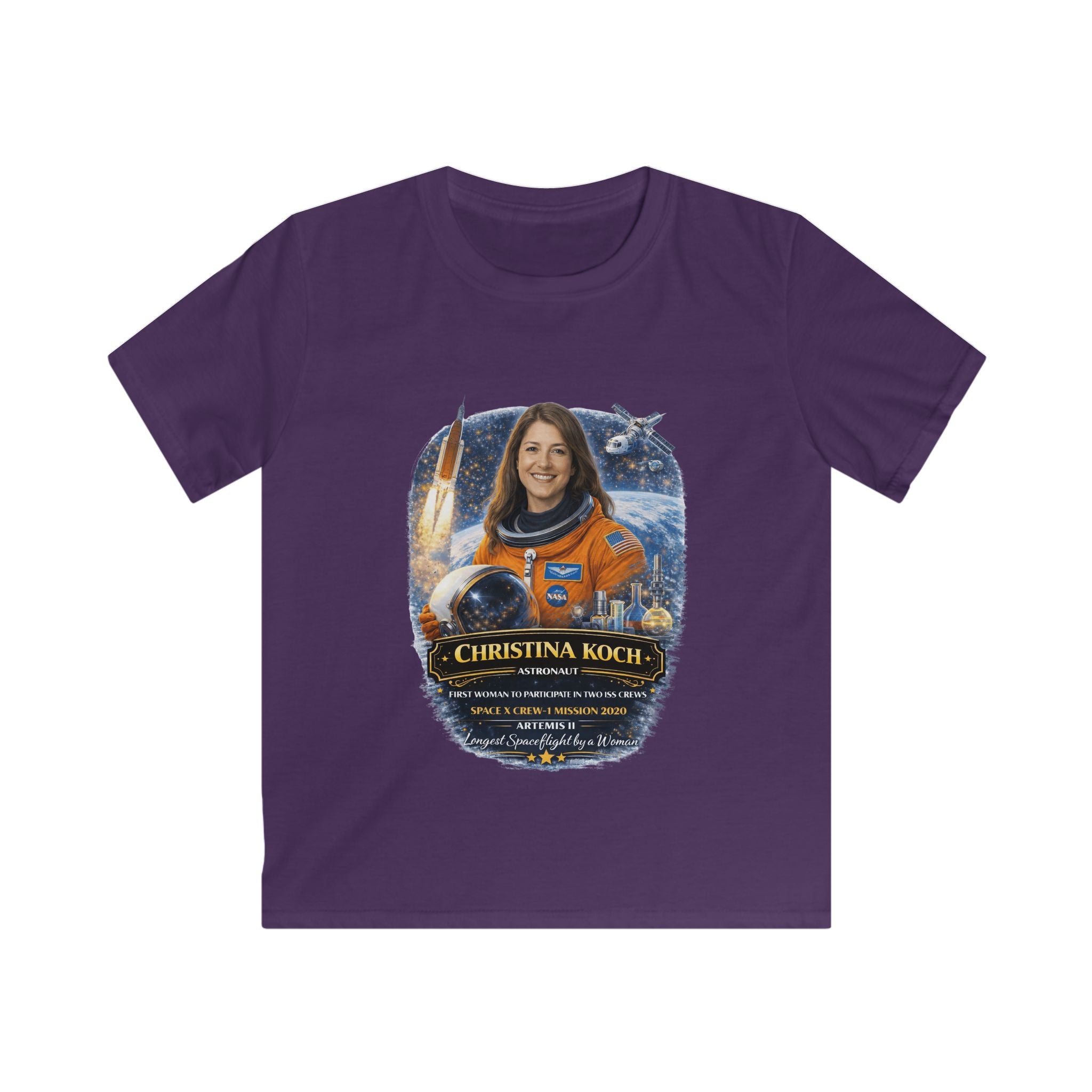 Kids Christina Koch Tribute T‑Shirt — Artemis II NASA Astronaut Tribute Tee