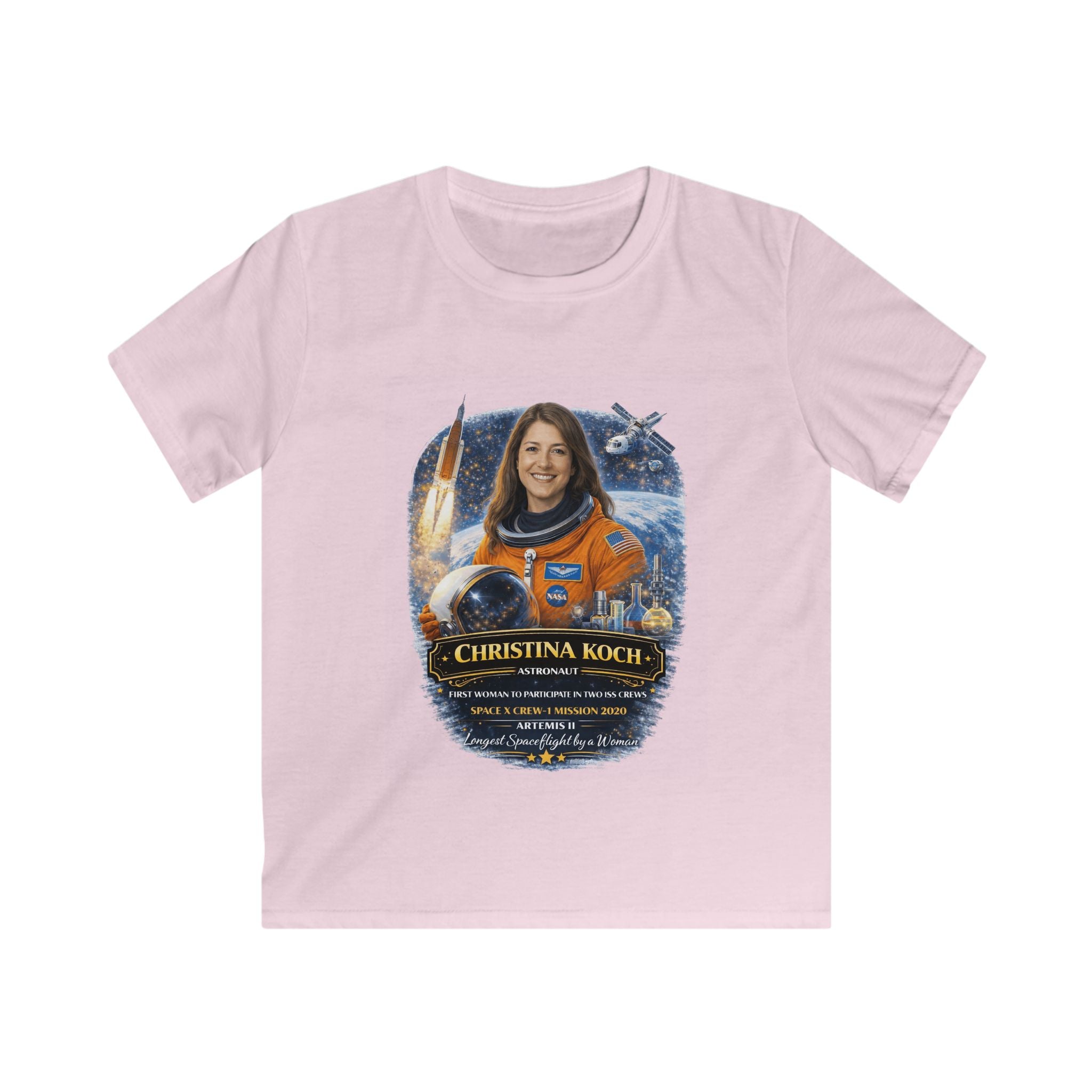 Kids Christina Koch Tribute T‑Shirt — Artemis II NASA Astronaut Tribute Tee