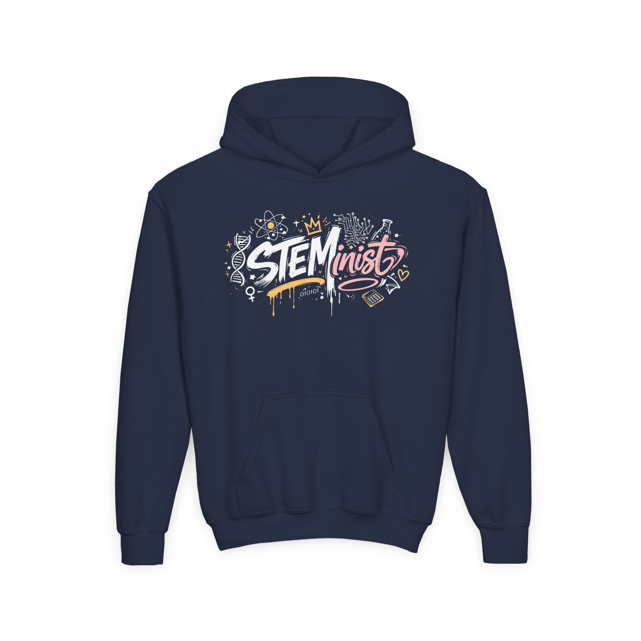 Youth STEMinist Graftti Hoodie — Girls Science, Engineering, Math Empowerment Sweatshirt