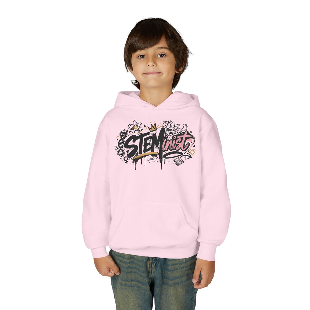 Youth STEMinist Graftti Hoodie — Girls Science, Engineering, Math Empowerment Sweatshirt