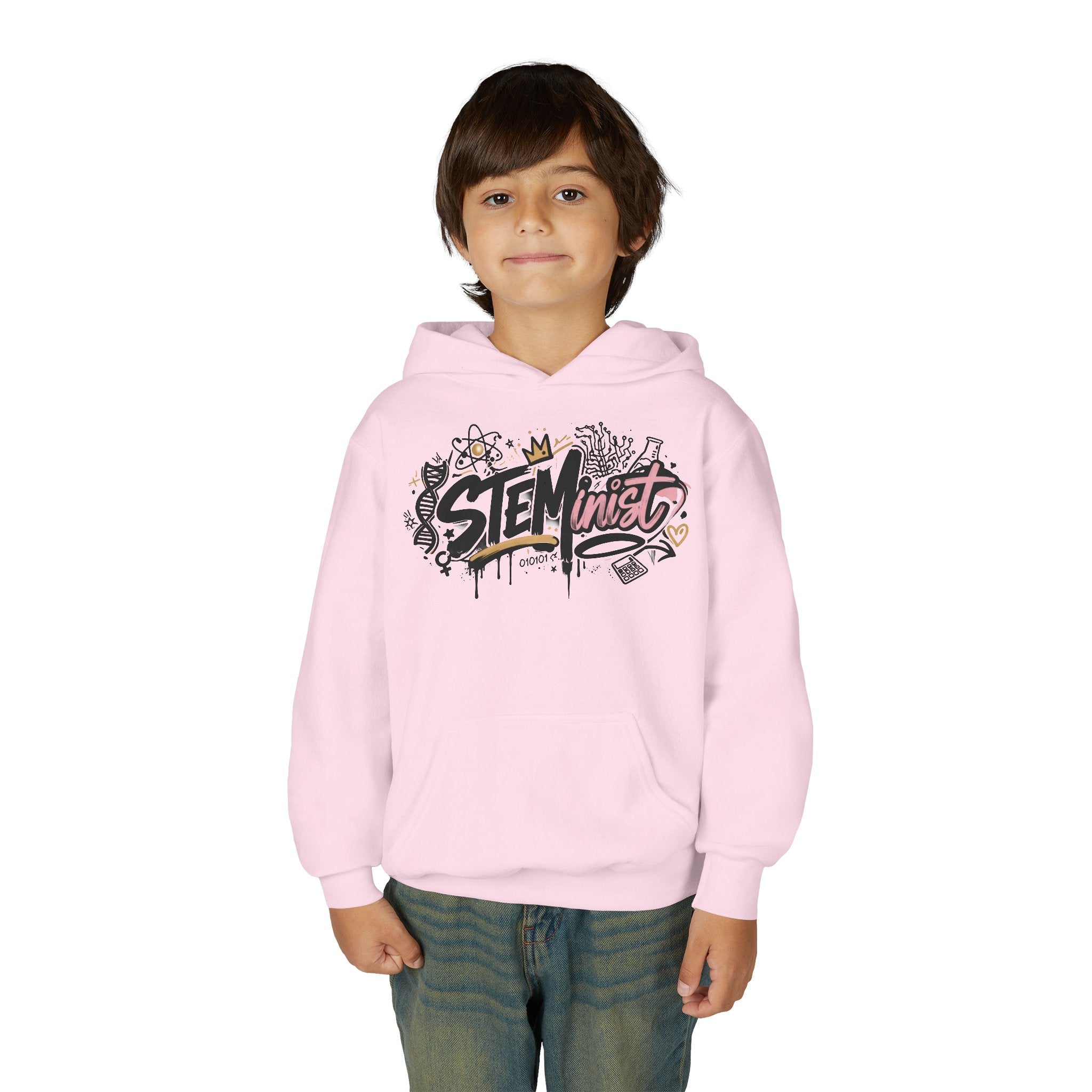 Youth STEMinist Graftti Hoodie — Girls Science, Engineering, Math Empowerment Sweatshirt