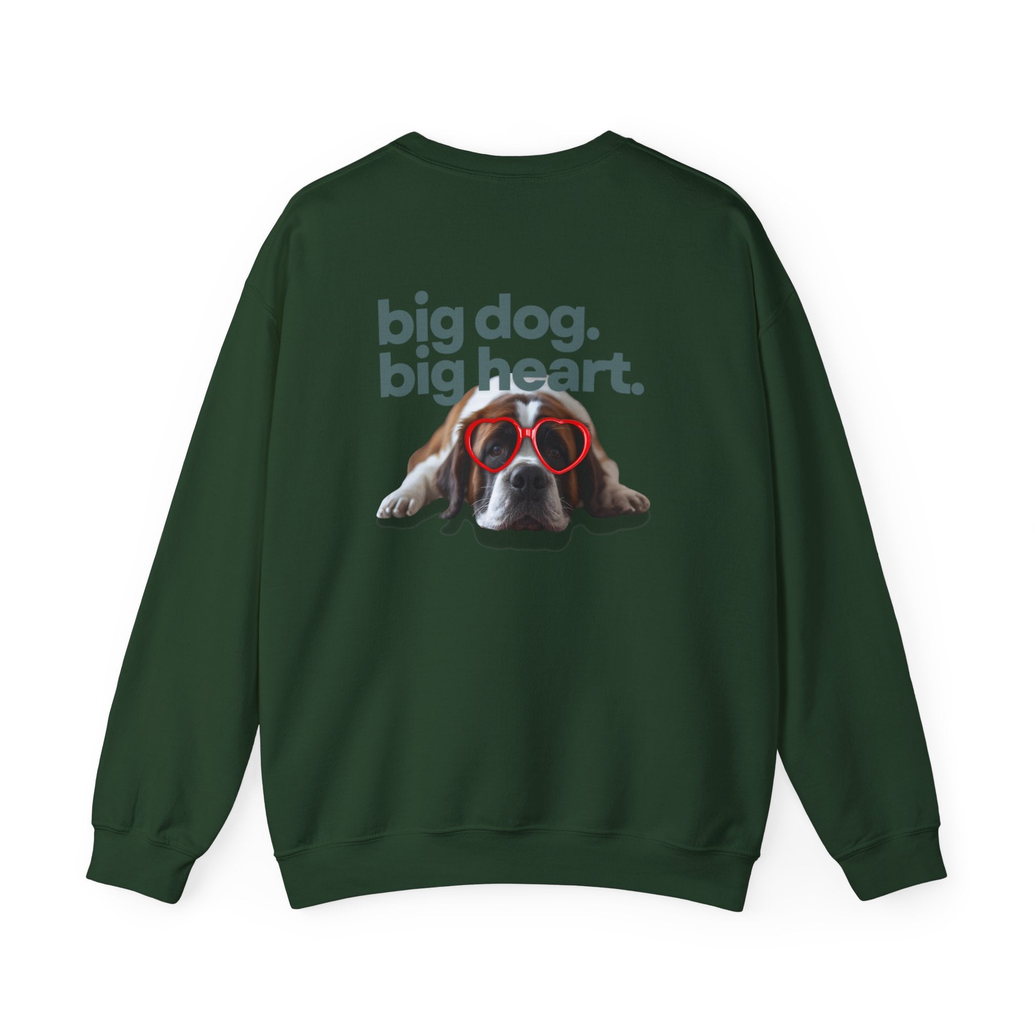 Saint Bernard Heart Glasses Sweatshirt - "big dog. big heart." Crewneck