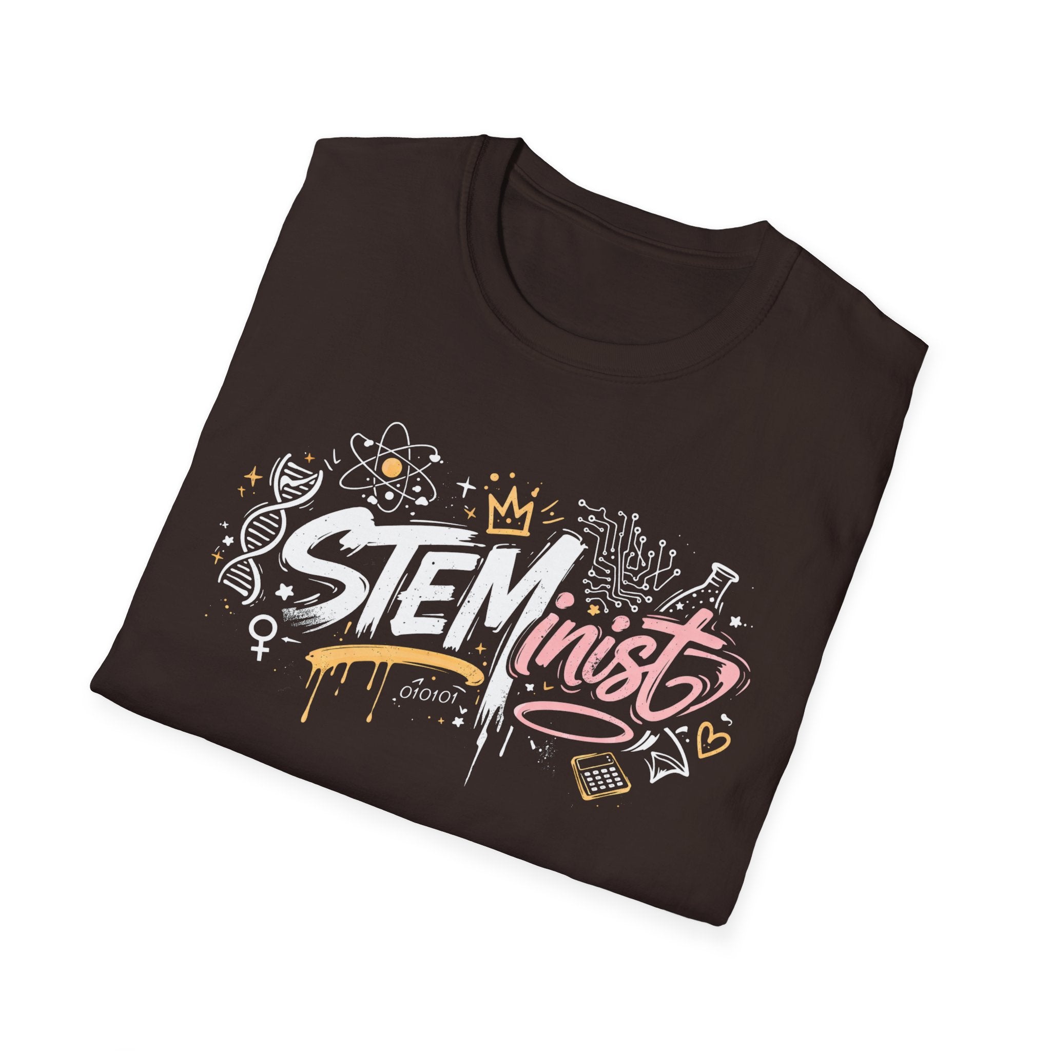 Adult STEMinist Graffiti T-Shirt — Feminist Science Design for Women in STEM