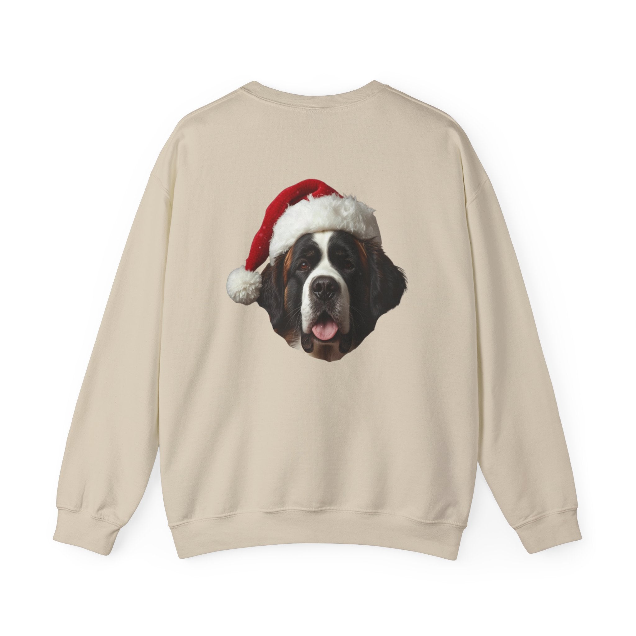 Saint Bernard Christmas Sweatshirt - "big paws, big claus." Holiday Crewneck