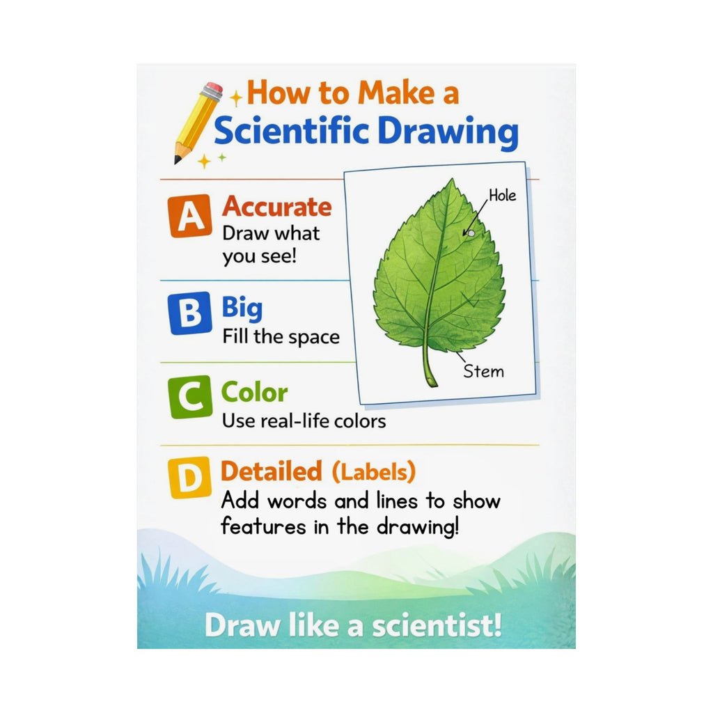 Scientific Drawing Poster - ABCD Classroom Poster (Matte Vertical)