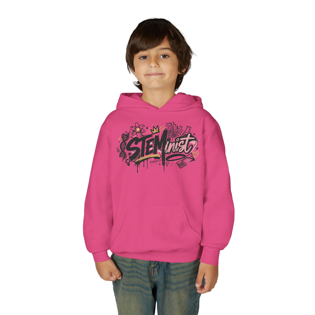Youth STEMinist Graftti Hoodie — Girls Science, Engineering, Math Empowerment Sweatshirt