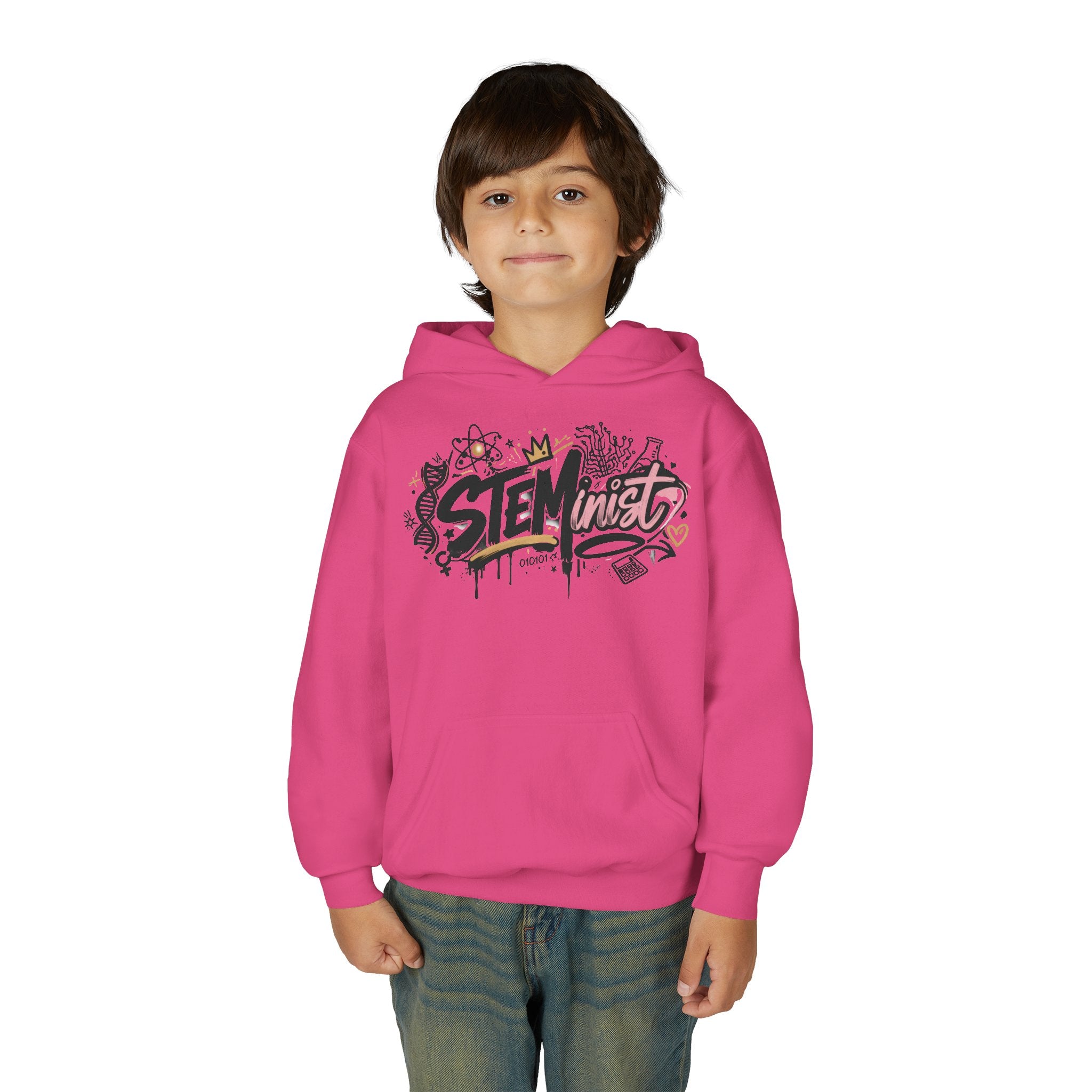 Youth STEMinist Graftti Hoodie — Girls Science, Engineering, Math Empowerment Sweatshirt