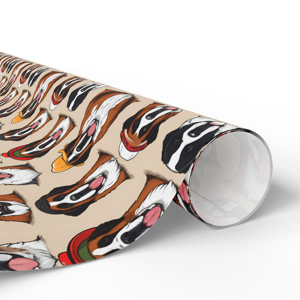 Saint Bernard Wrapping Paper Roll — Festive Saint Bernard Pattern Holiday Gift Wrap