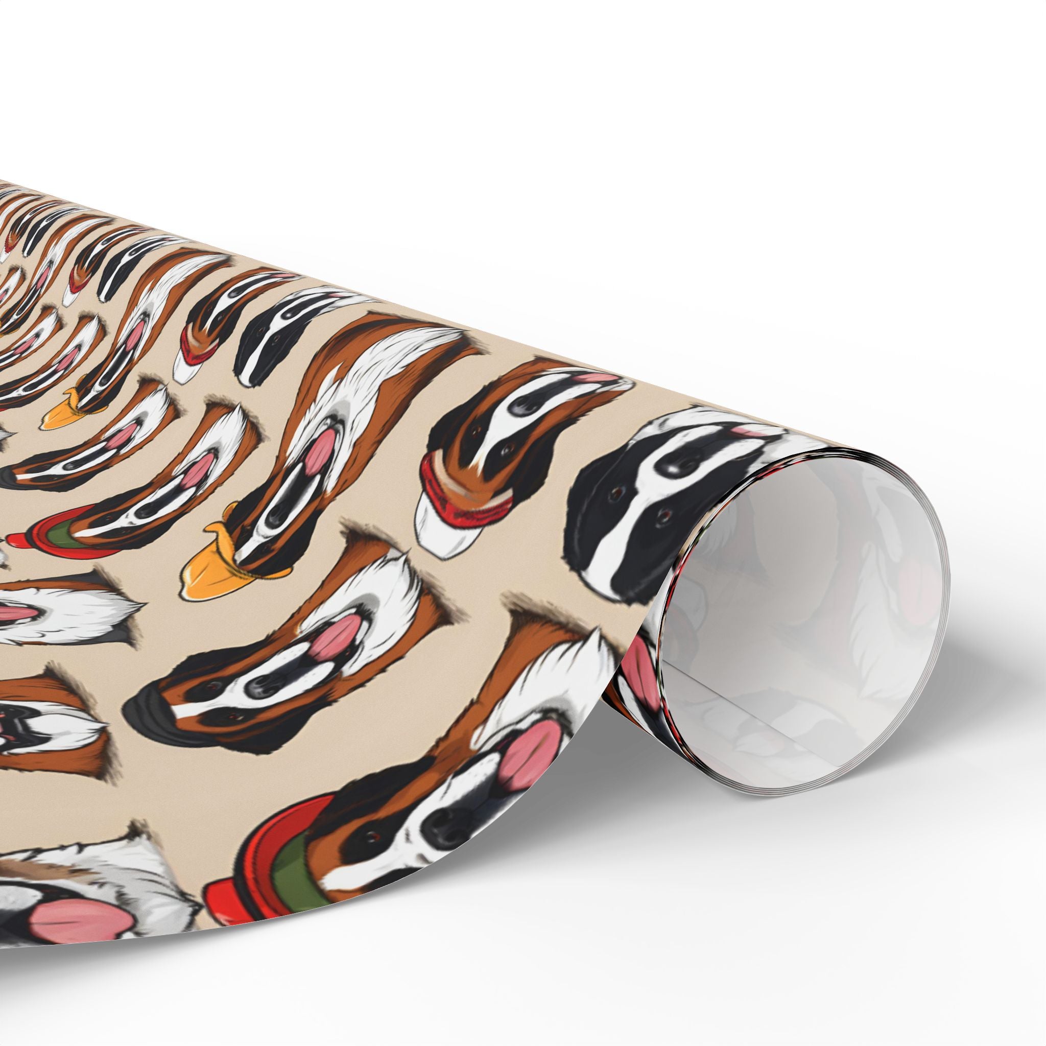 Saint Bernard Wrapping Paper Roll — Festive Saint Bernard Pattern Holiday Gift Wrap