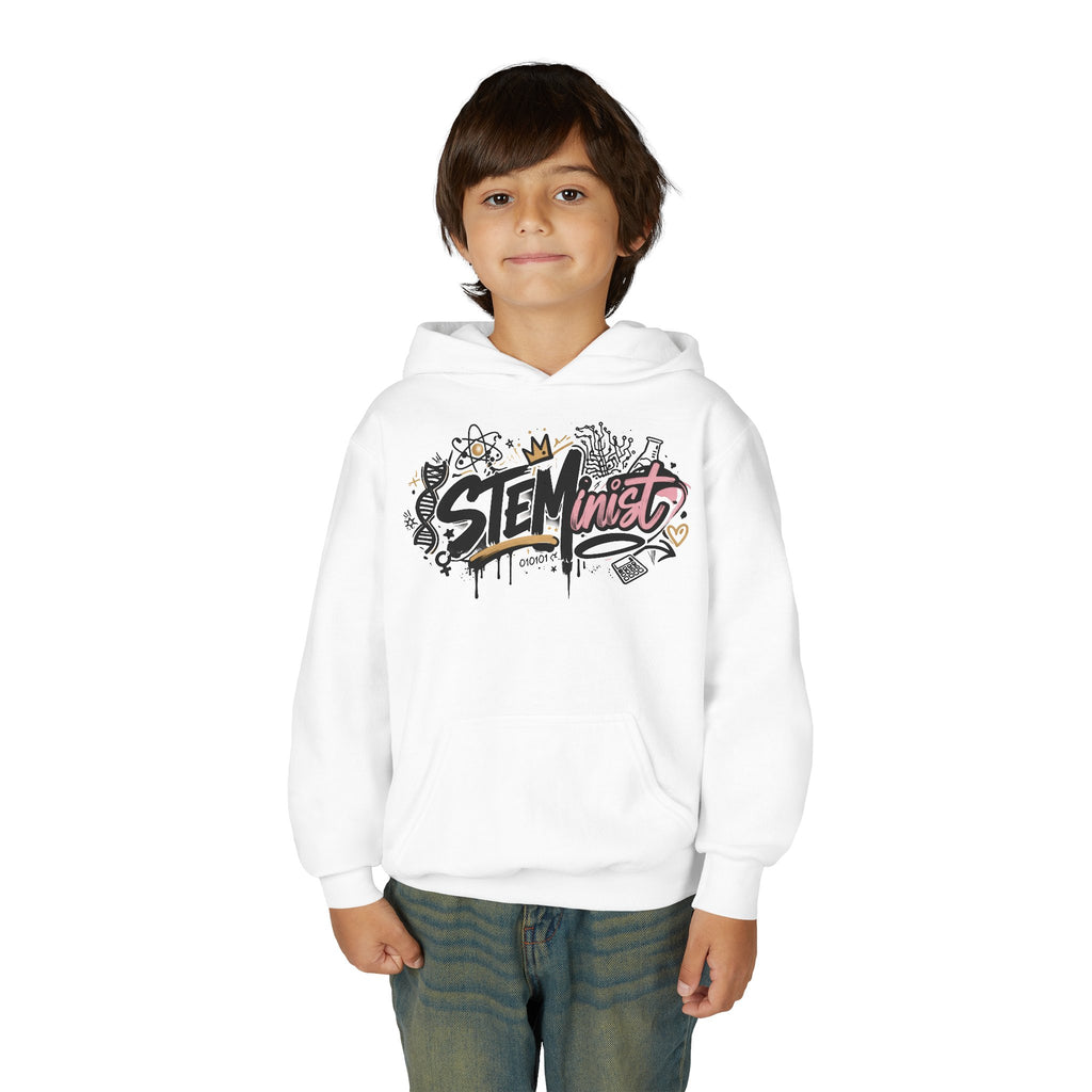Youth STEMinist Graftti Hoodie — Girls Science, Engineering, Math Empowerment Sweatshirt