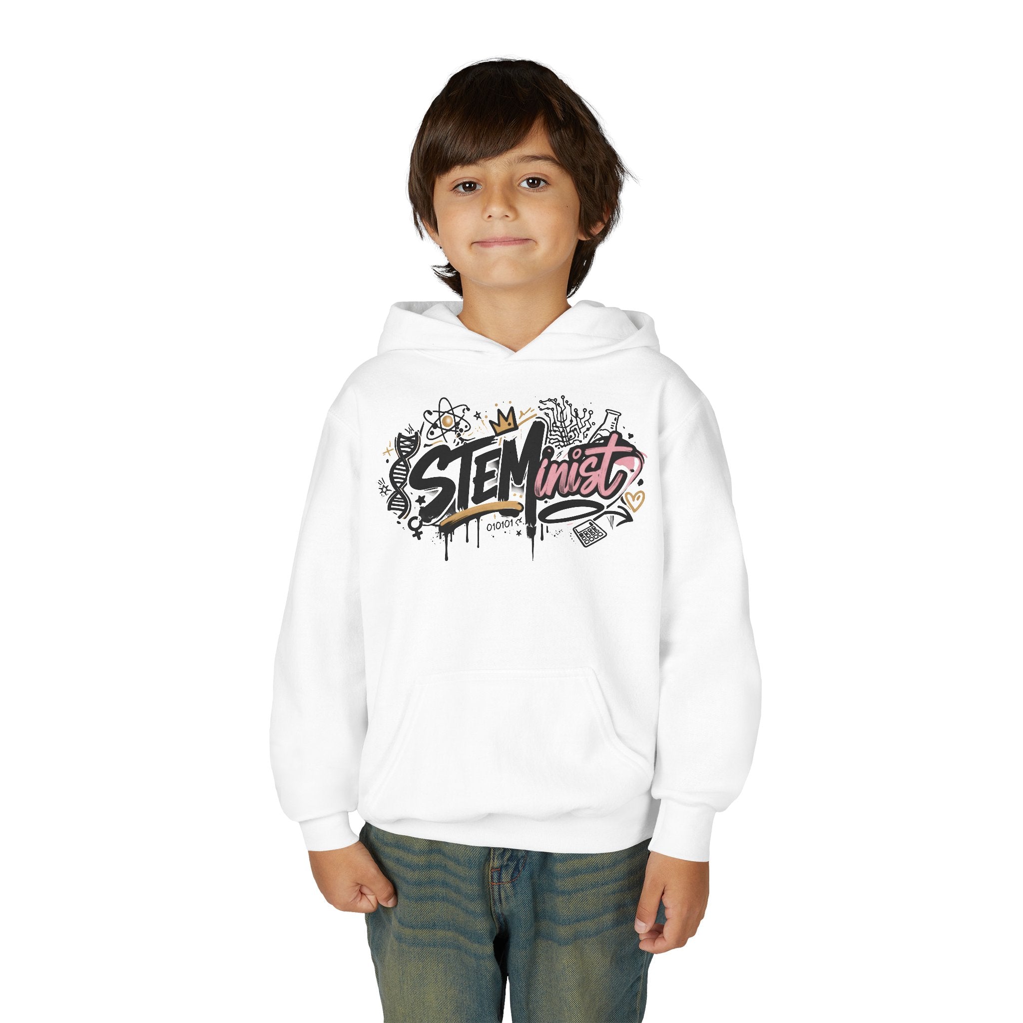 Youth STEMinist Graftti Hoodie — Girls Science, Engineering, Math Empowerment Sweatshirt