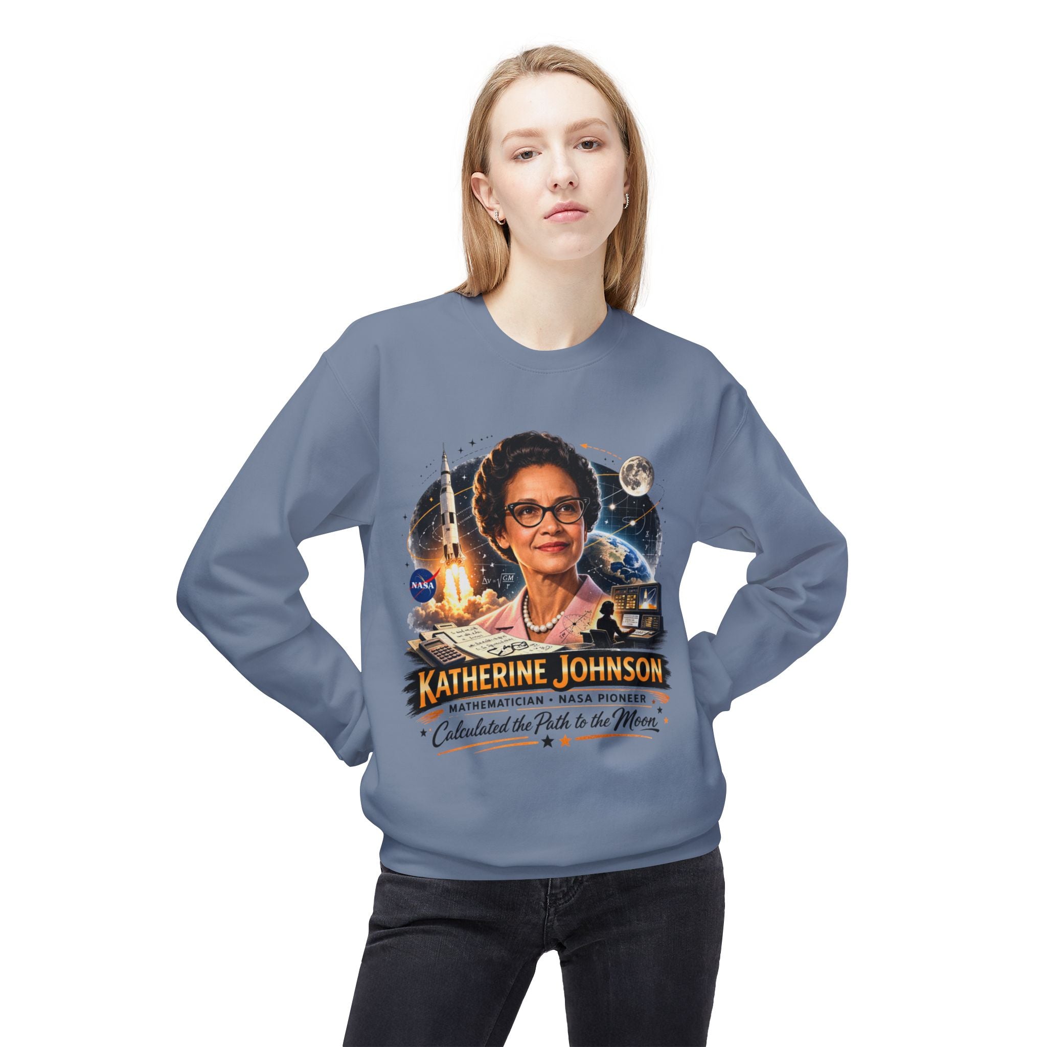 Katherine Johnson Tribute Sweatshirt — NASA Mathematician 'Calculated the Path to the Moon' Crewneck