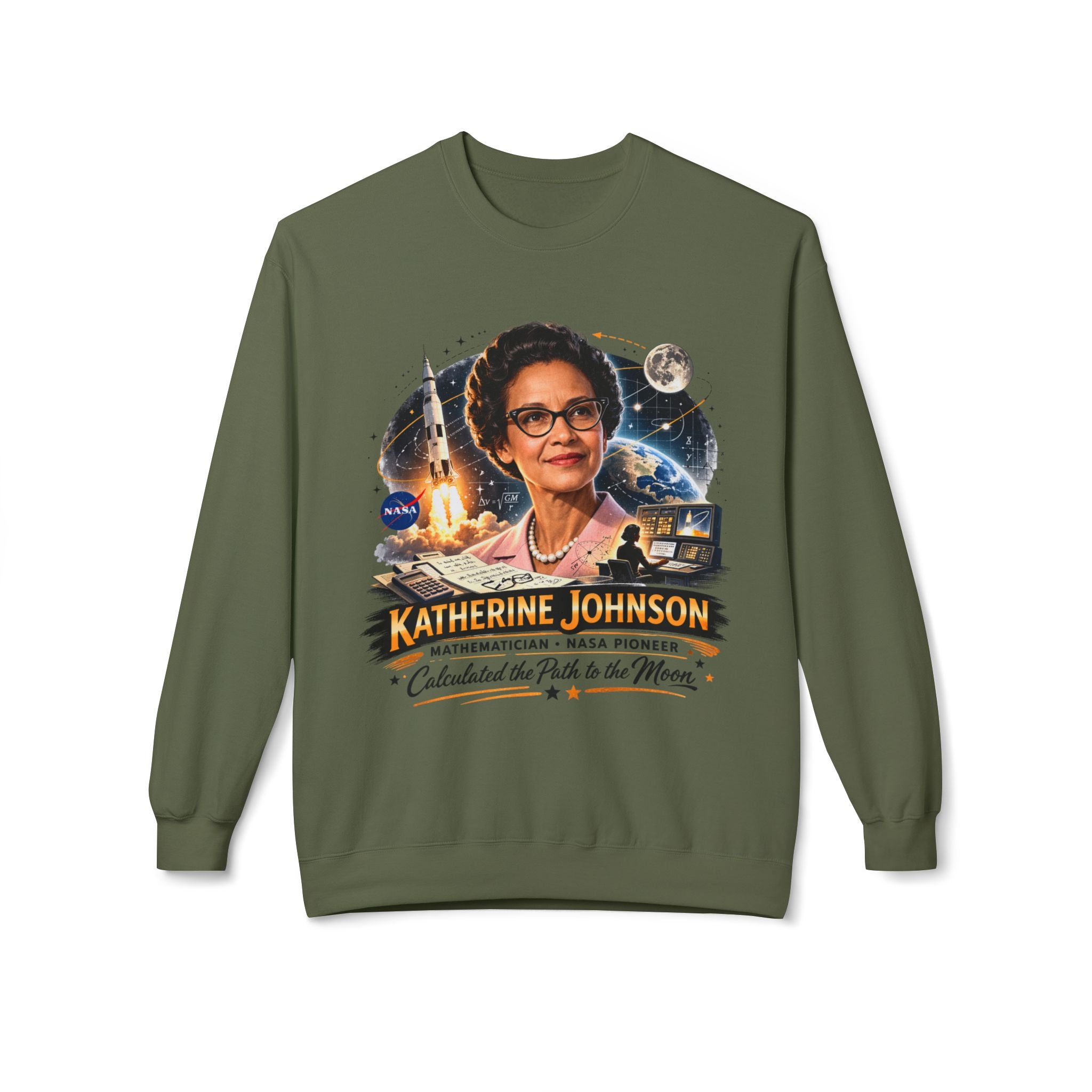 Katherine Johnson Tribute Sweatshirt — NASA Mathematician 'Calculated the Path to the Moon' Crewneck