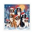 Santa Saint. Pups, & Bernese Sticker — Holiday Kiss-Cut Sticker