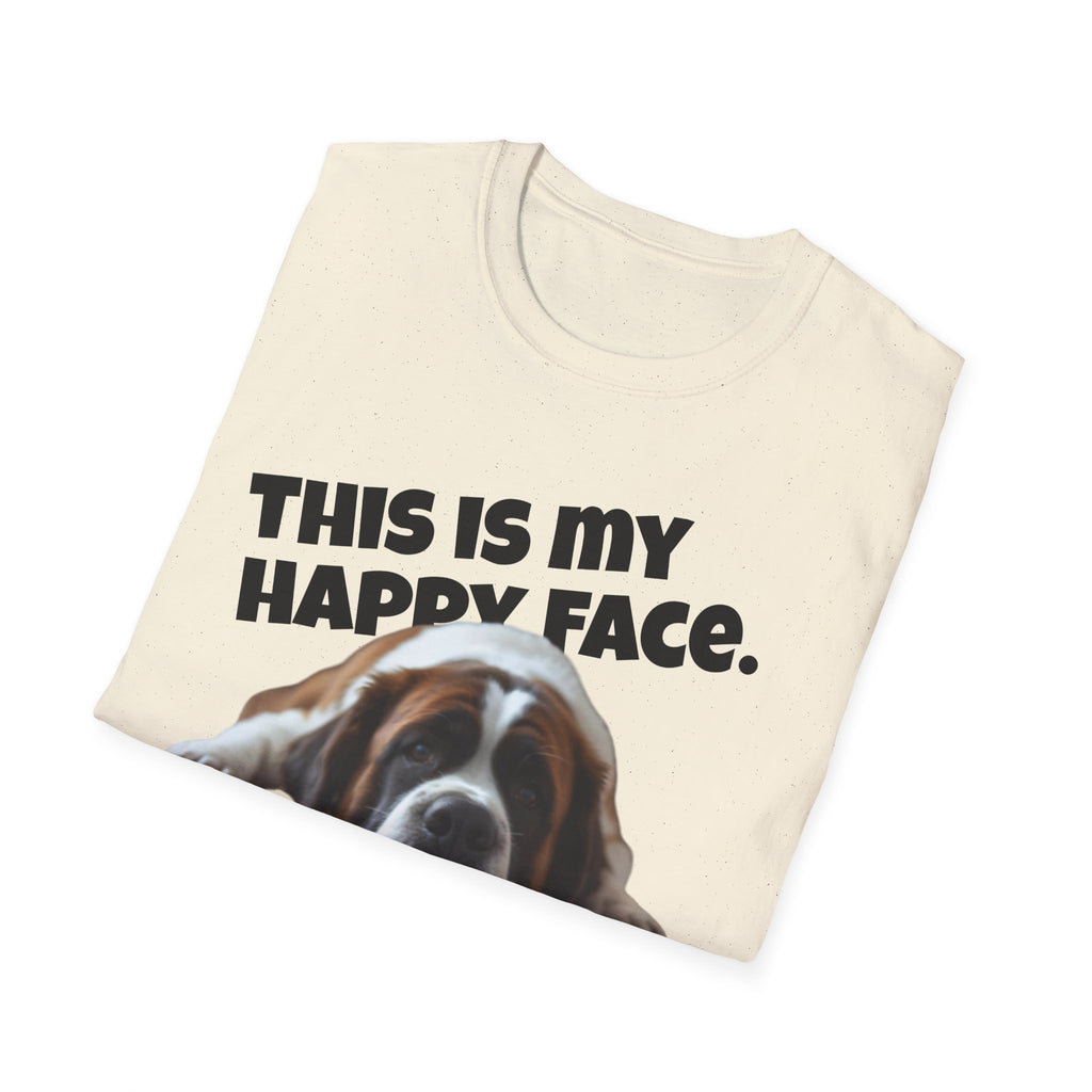 Saint Bernard This Is My Happy Face T-Shirt | Dog Dad Tee