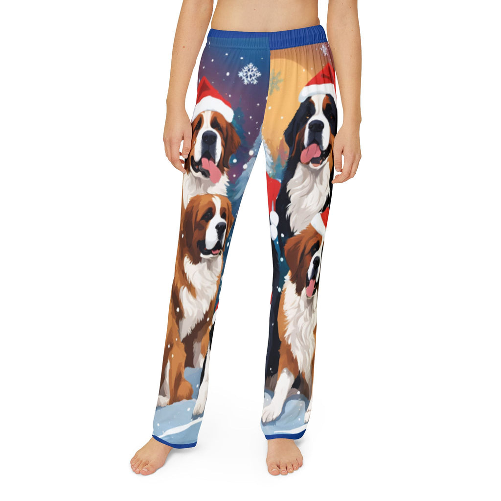 Kids Christmas Saint Bernard Lounge Pants — Festive Holiday Pajama Bottoms