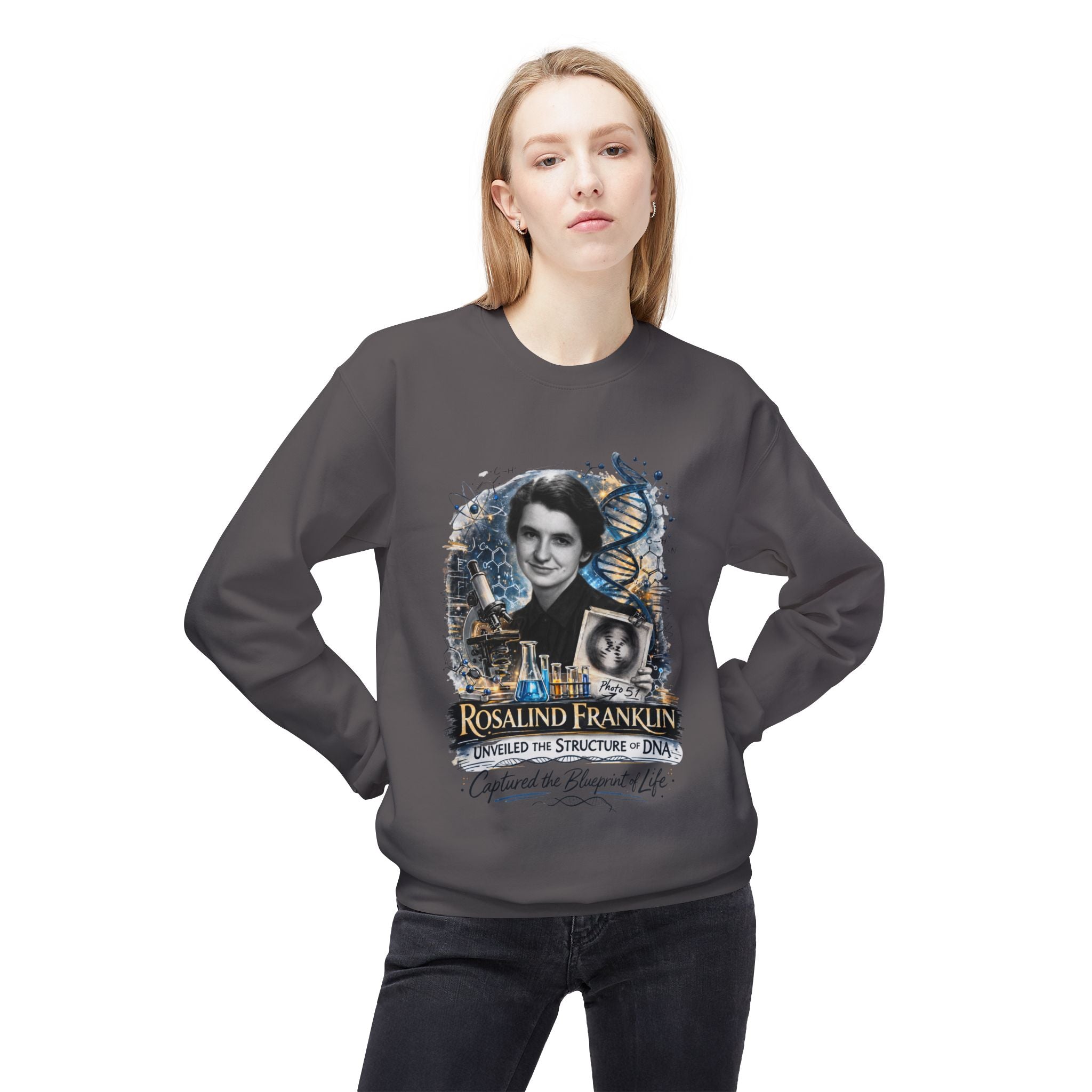 Rosalind Franklin Chemist Crewneck Sweatshirt Scientist Tribute Pullover