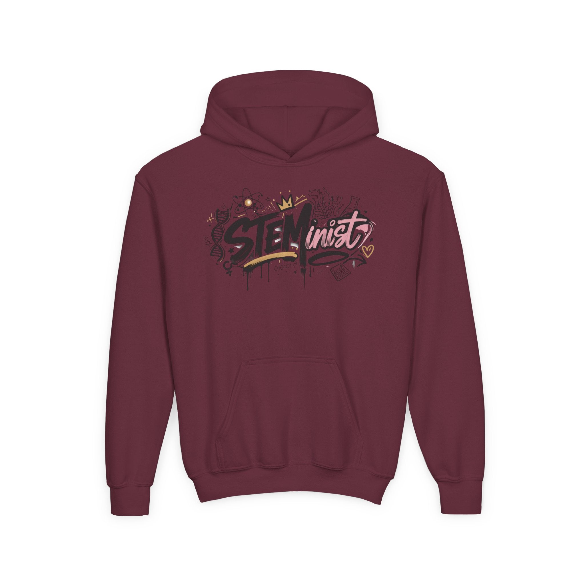 Youth STEMinist Graftti Hoodie — Girls Science, Engineering, Math Empowerment Sweatshirt