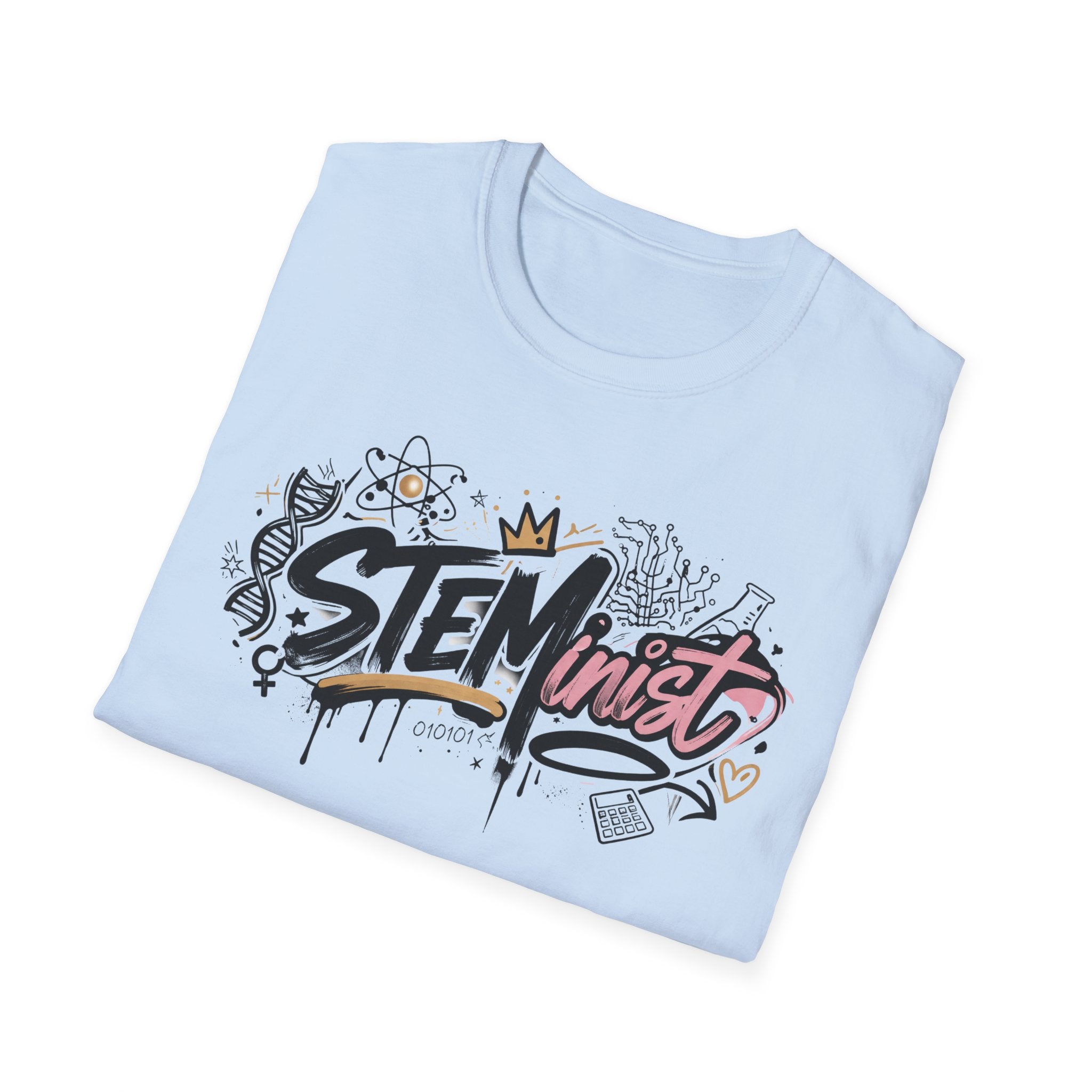 Adult STEMinist Graffiti T-Shirt — Feminist Science Design for Women in STEM