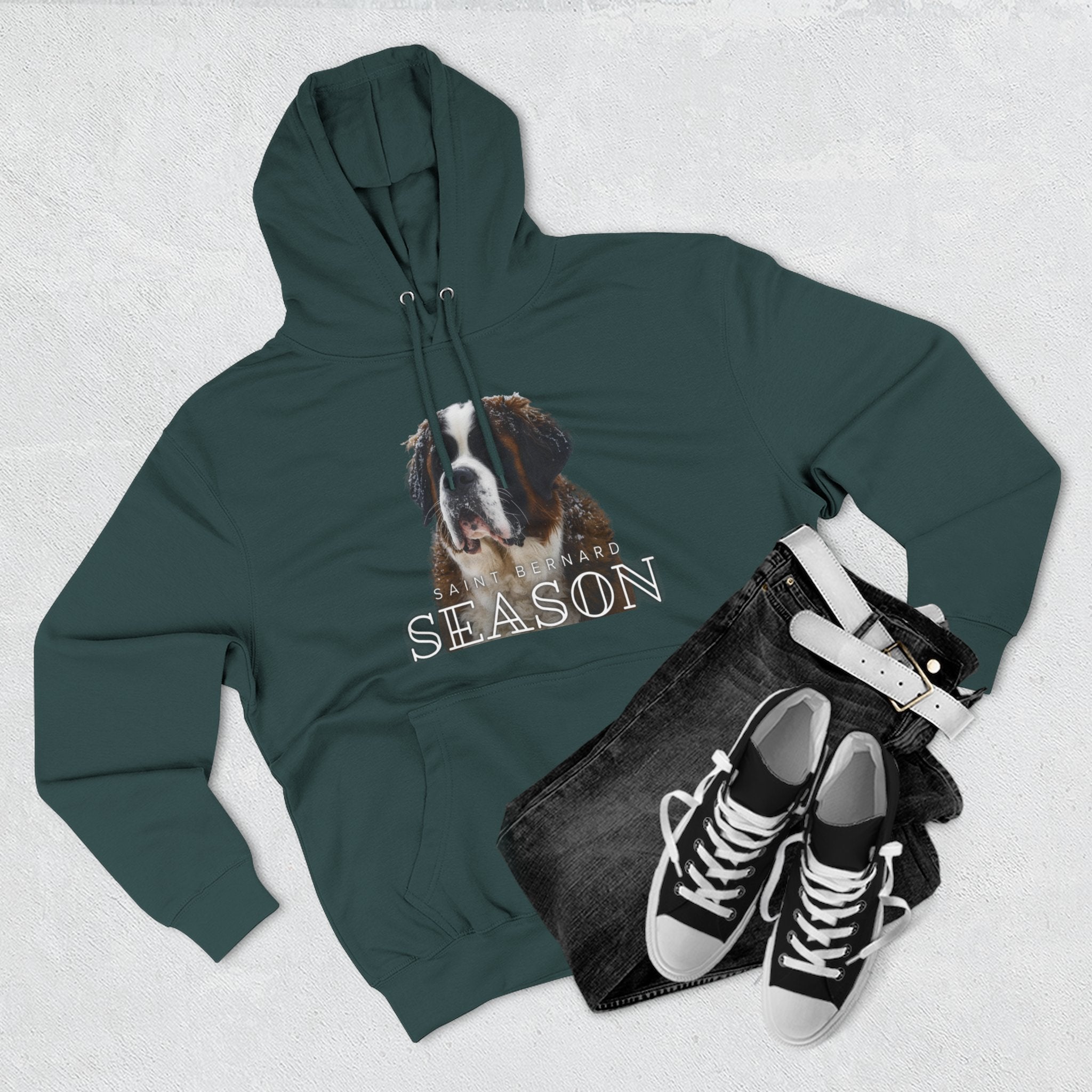 St. Bernard 'Season' Hoodie — Cozy Dog Portrait Fleece Hoodie