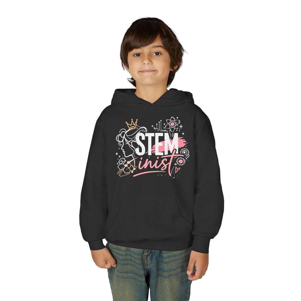 Youth STEMinist Crown Hoodie — Girls Science, Engineering, Math Empowerment Sweatshirt