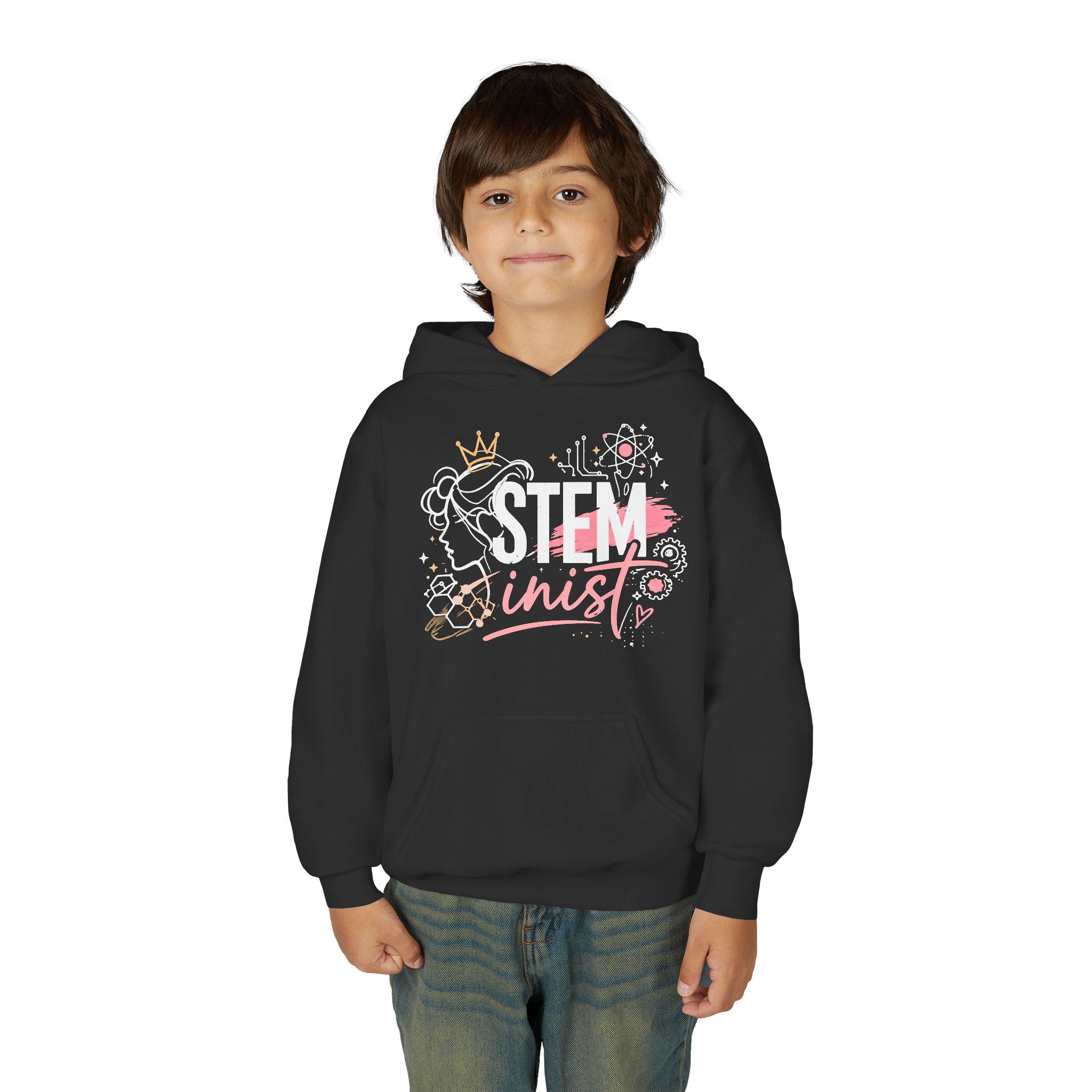 Youth STEMinist Crown Hoodie — Girls Science, Engineering, Math Empowerment Sweatshirt
