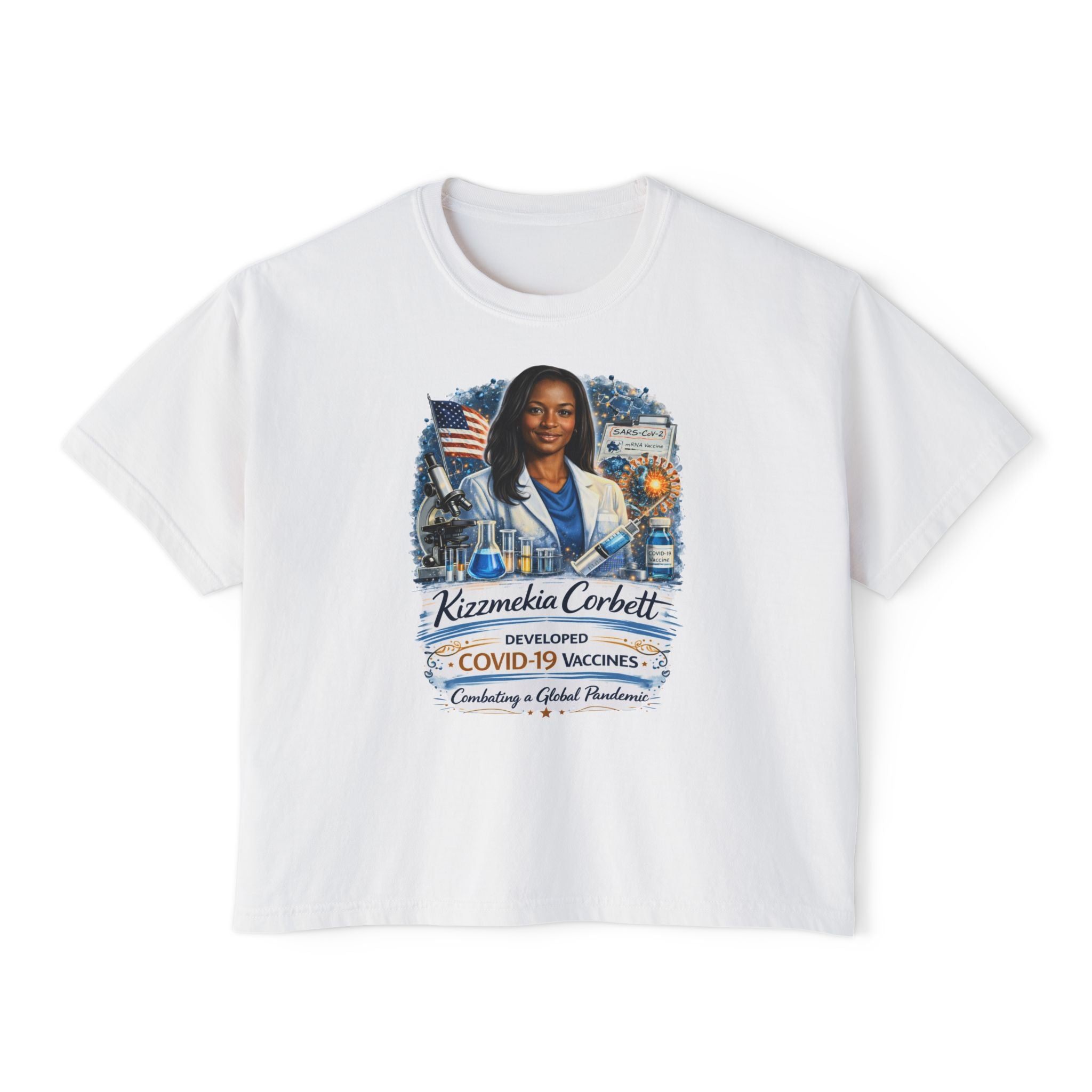 Kizzmekia Corbett Immunologist Tribute Boxy Graphic Tee