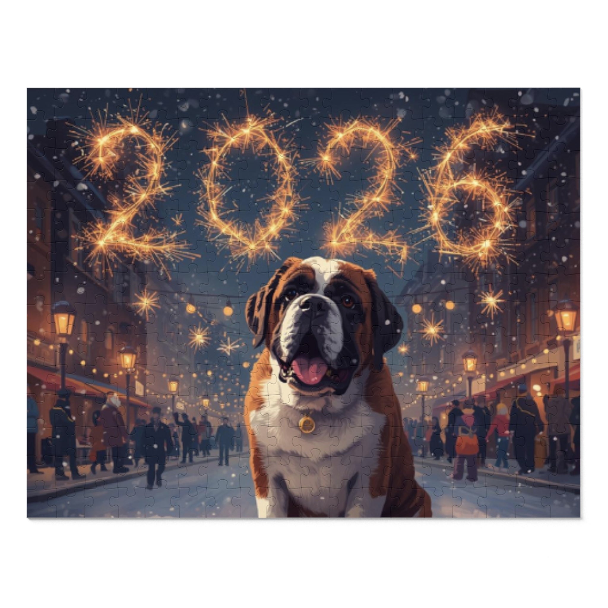 Saint Bernard with 2026 Sparklers Jigsaw Puzzle