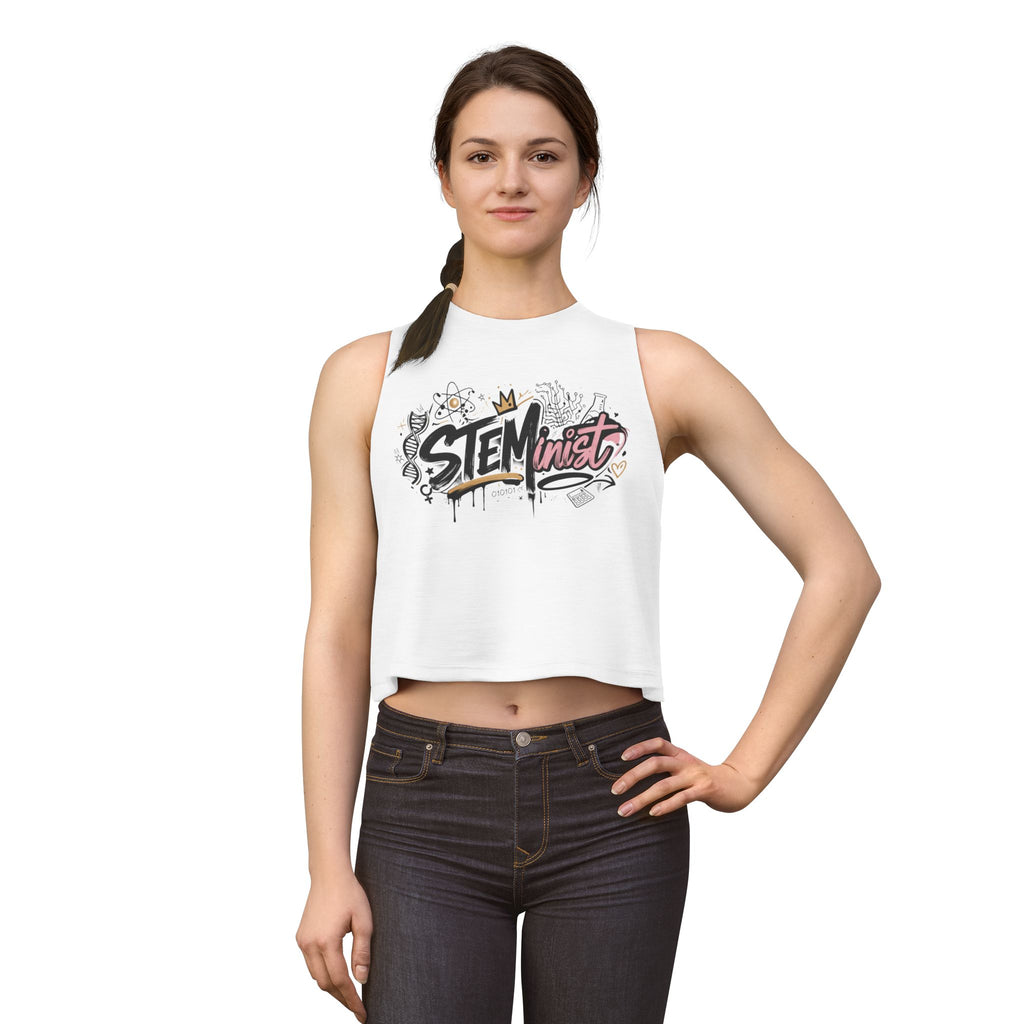 STEMinist Graffiti Women's Crop Top Feminist Science Graphic Tank for Girls, Engineers & STEM Students
