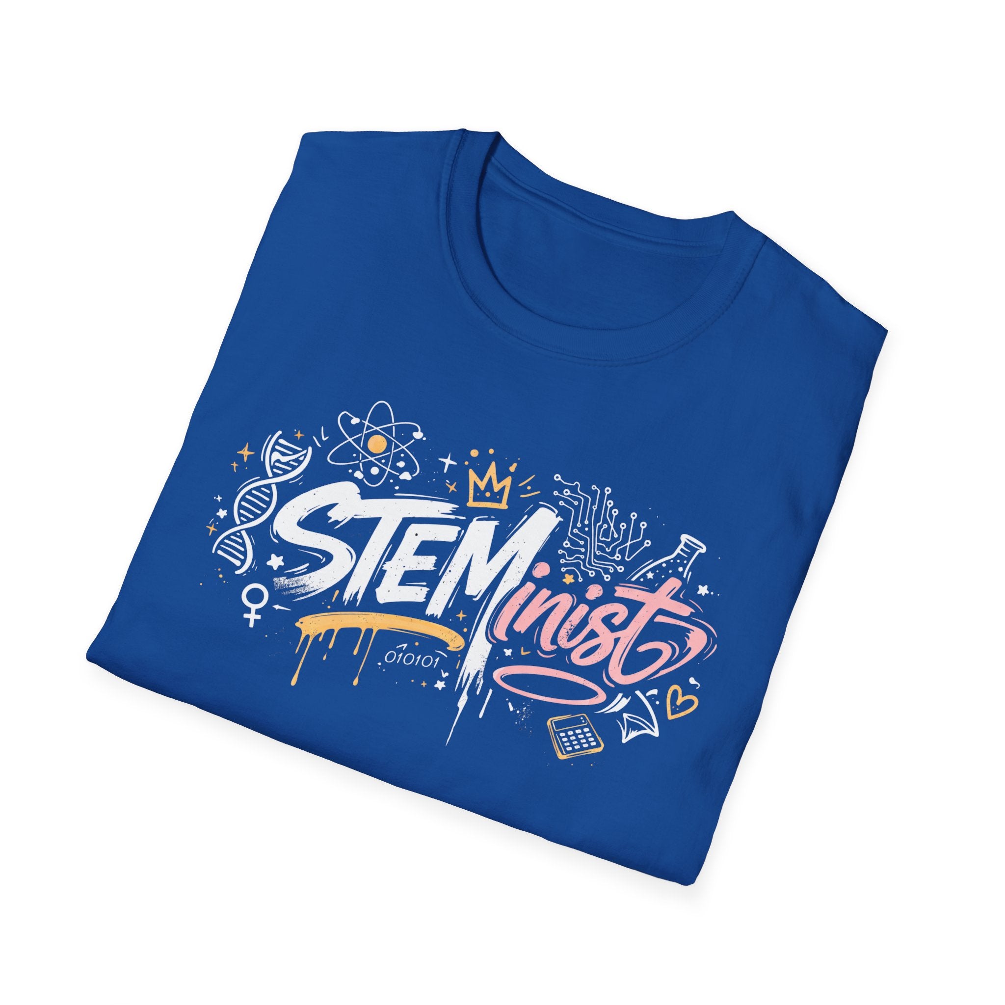Adult STEMinist Graffiti T-Shirt — Feminist Science Design for Women in STEM