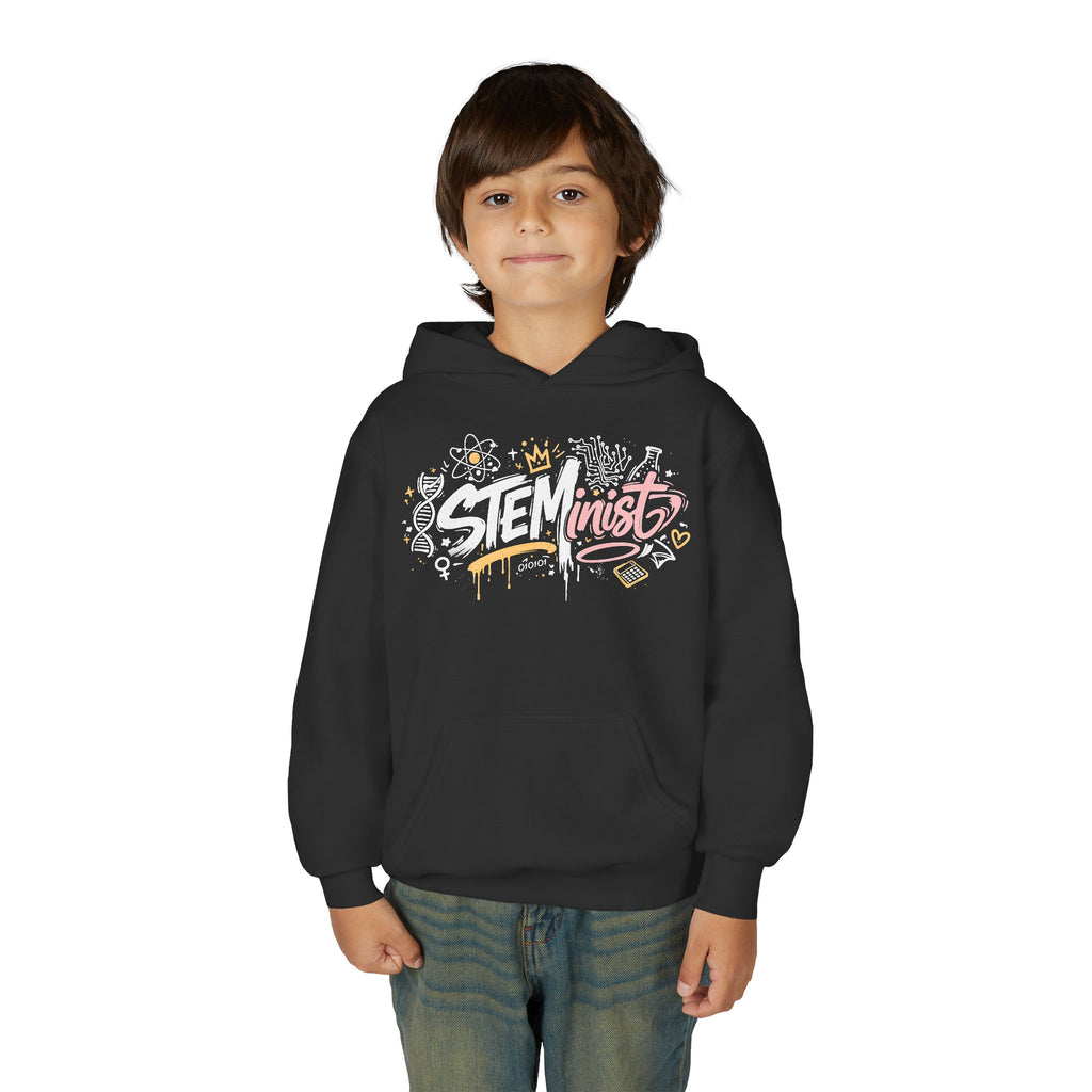 Youth STEMinist Graftti Hoodie — Girls Science, Engineering, Math Empowerment Sweatshirt
