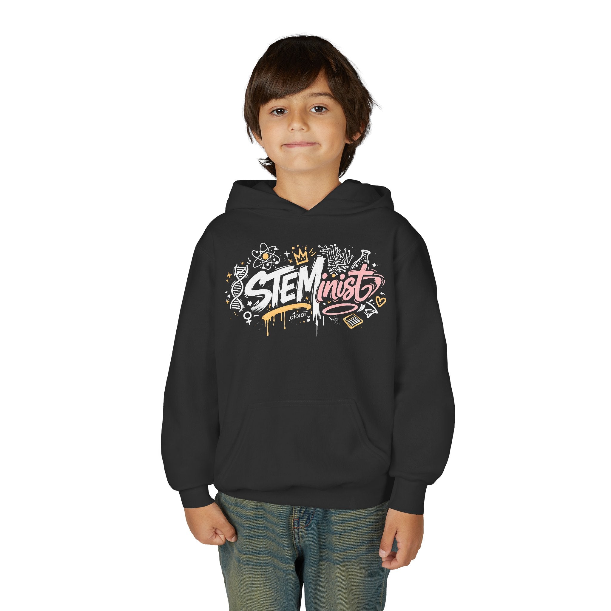 Youth STEMinist Graftti Hoodie — Girls Science, Engineering, Math Empowerment Sweatshirt