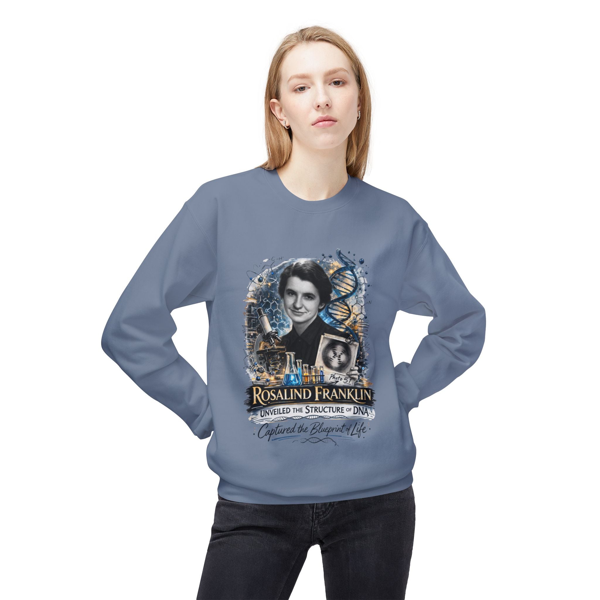 Rosalind Franklin Chemist Crewneck Sweatshirt Scientist Tribute Pullover