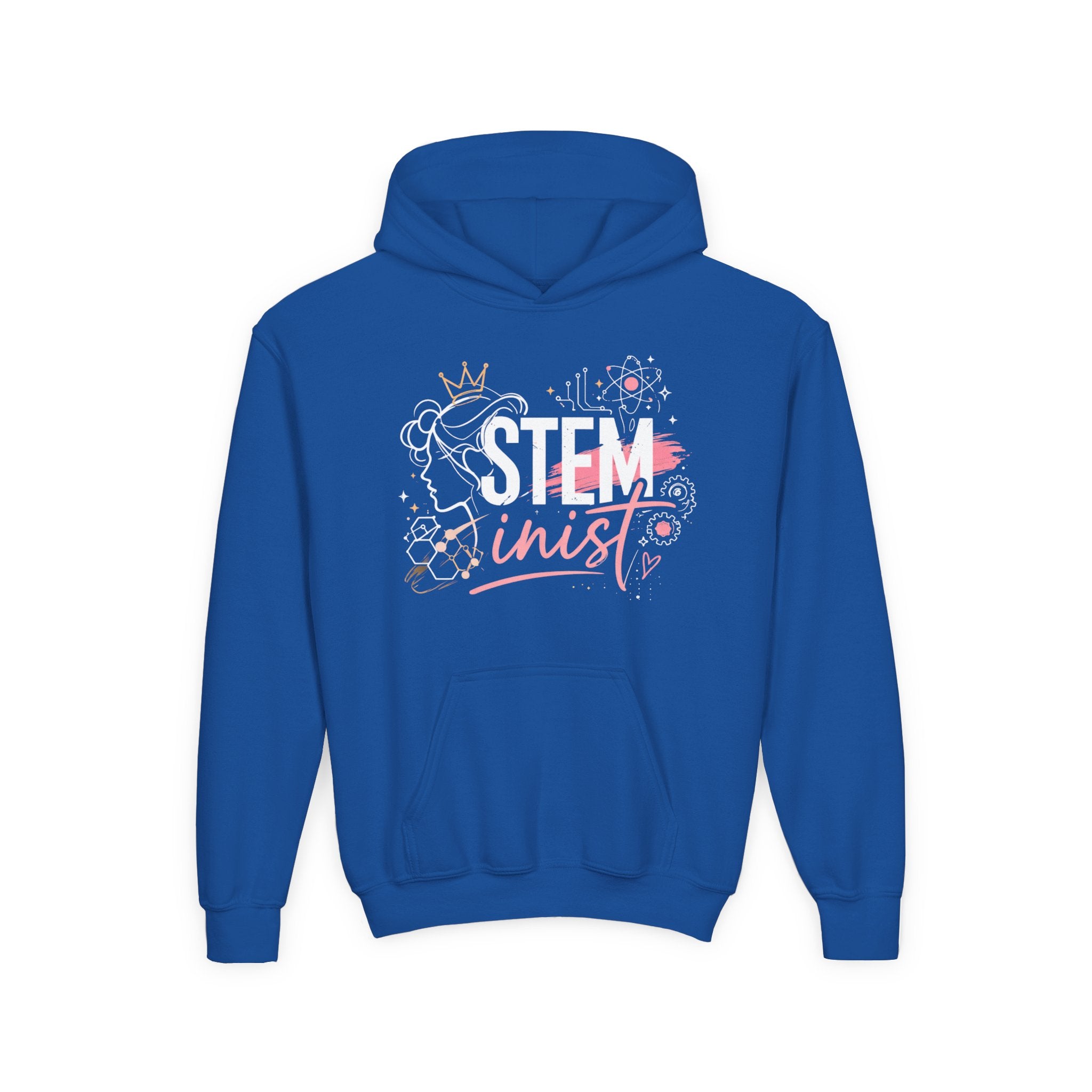 Youth STEMinist Crown Hoodie — Girls Science, Engineering, Math Empowerment Sweatshirt