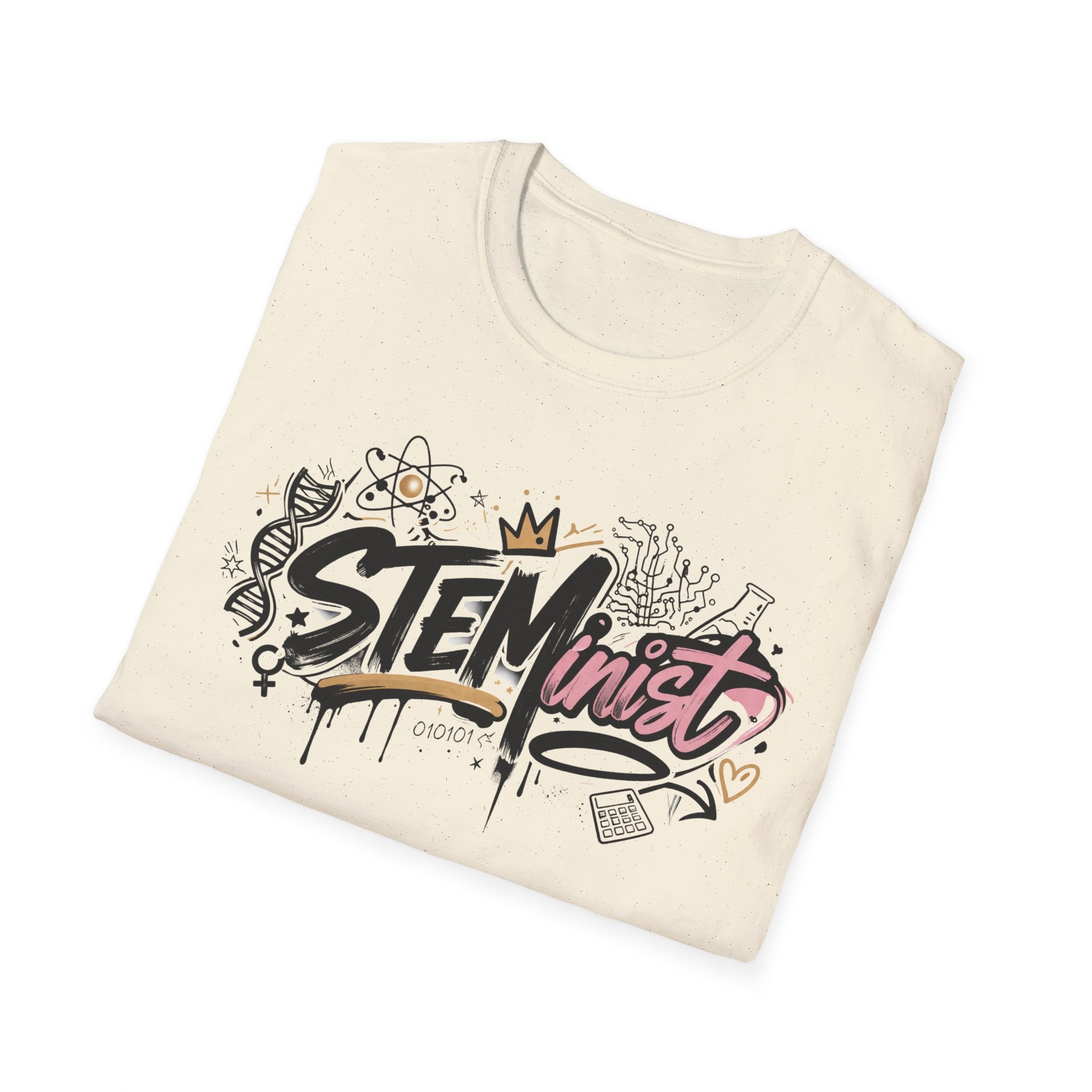 Adult STEMinist Graffiti T-Shirt — Feminist Science Design for Women in STEM