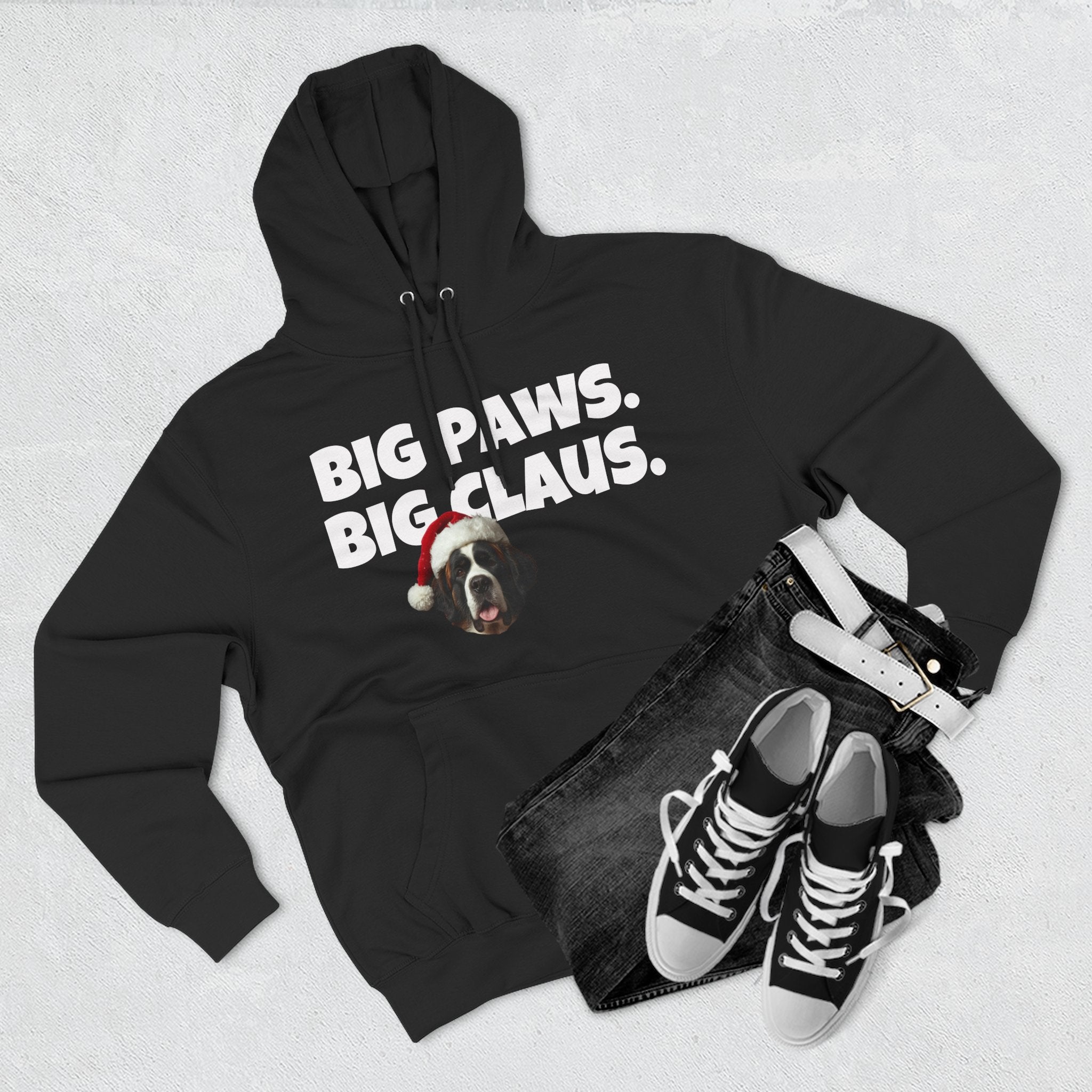 Big Paws, Big Claus St. Bernard Christmas Hoodie