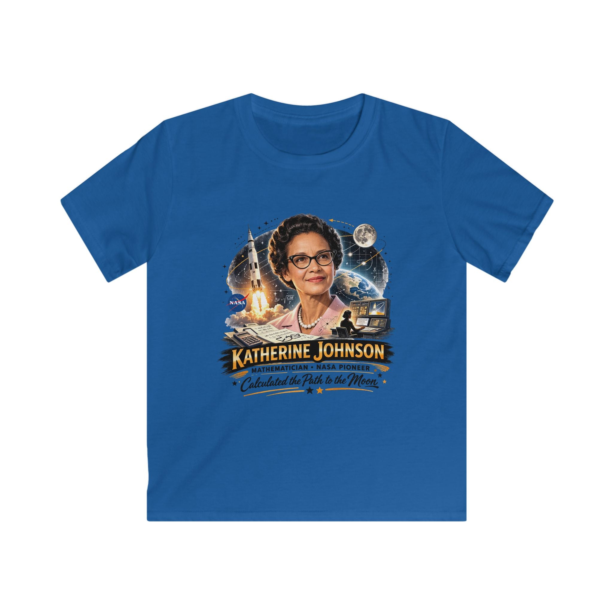 Kids Katherine Johnson Tribute T‑Shirt — Science Math & Engineering Graphic Tee for Girls