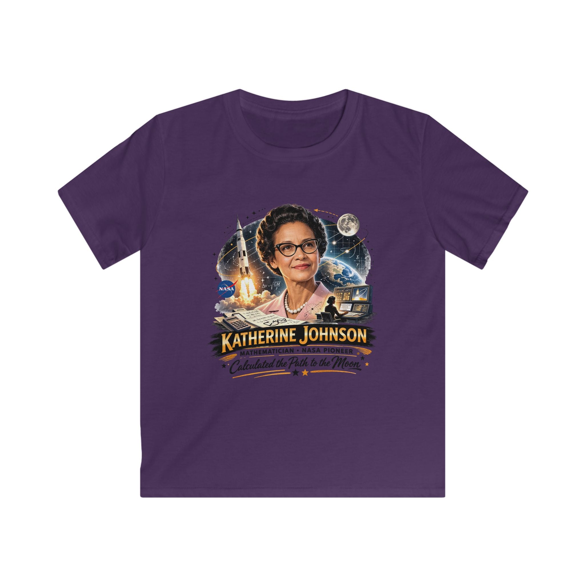 Kids Katherine Johnson Tribute T‑Shirt — Science Math & Engineering Graphic Tee for Girls