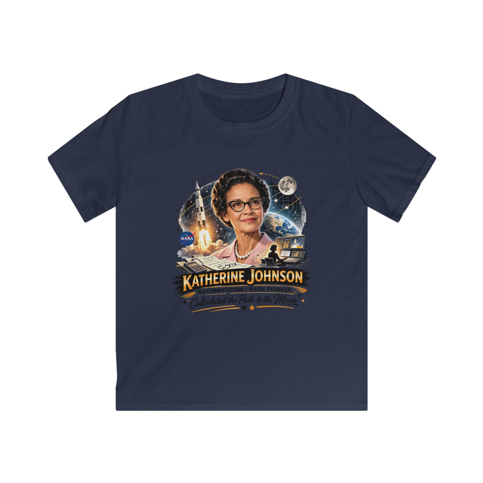 Kids Katherine Johnson Tribute T‑Shirt — Science Math & Engineering Graphic Tee for Girls