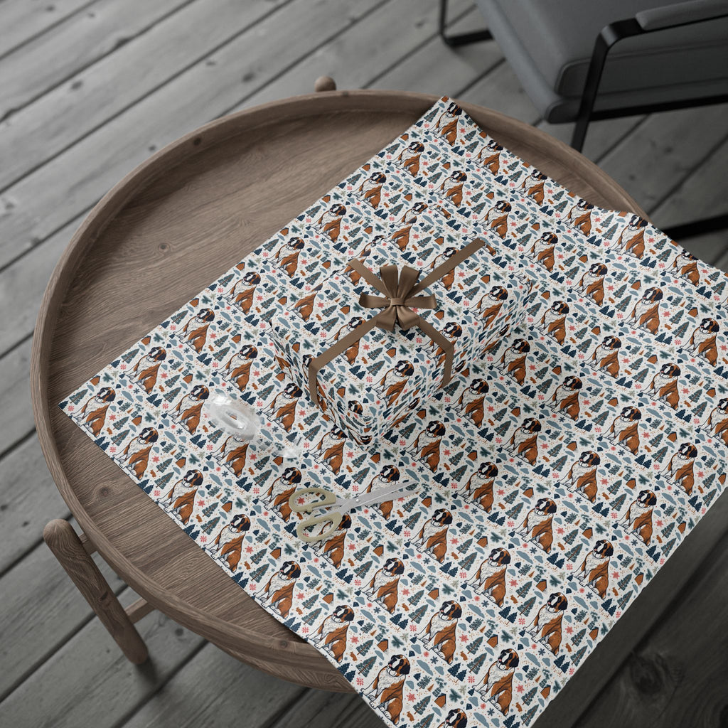 Wrapping Paper Roll — Festive Saint Bernard Pattern Holiday Gift Wrap