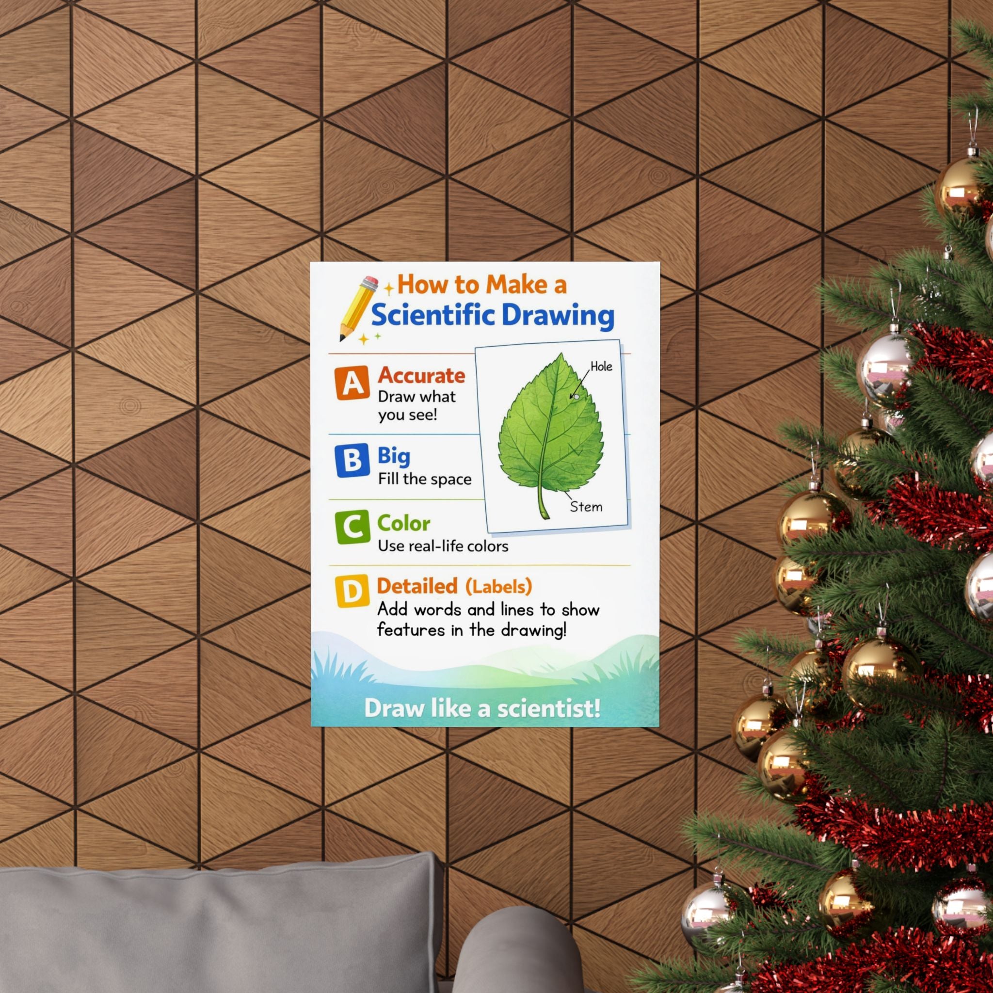 Scientific Drawing Poster - ABCD Classroom Poster (Matte Vertical)